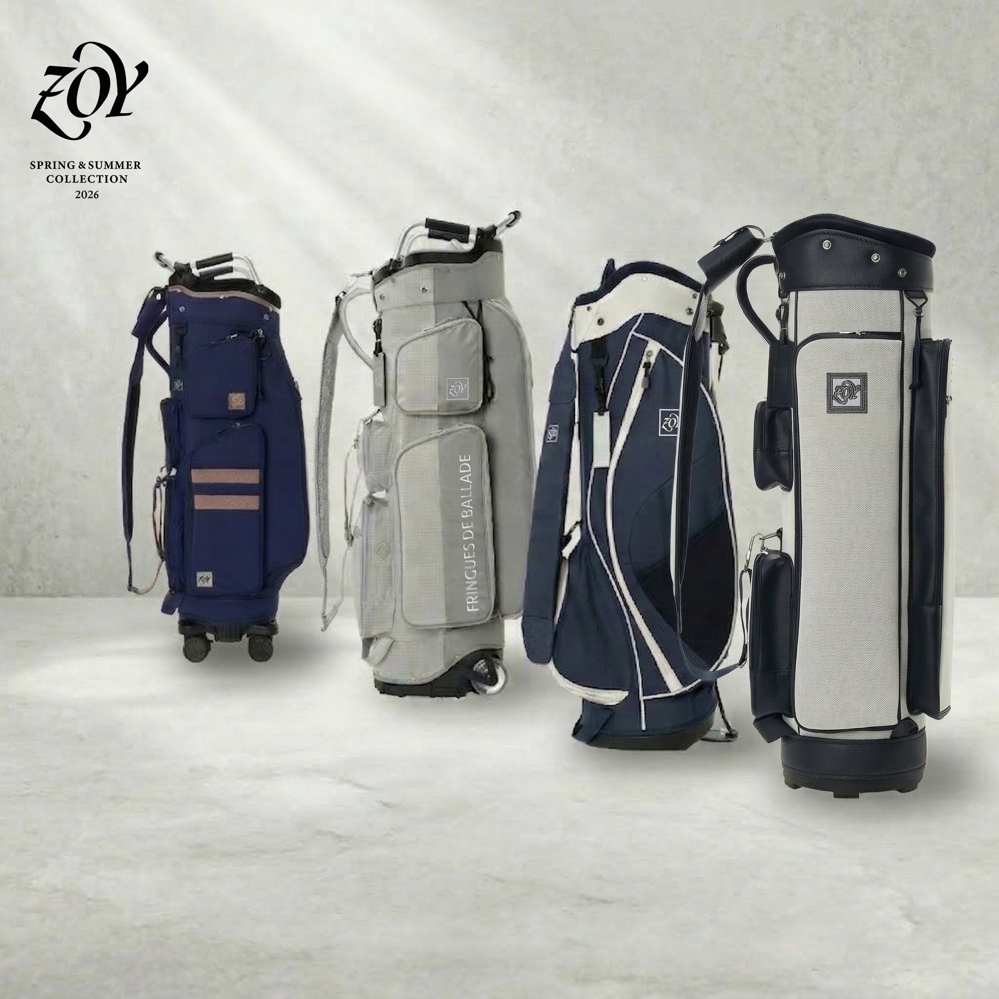 【NEW MODELS - 26SS CADDIEBAG COLLECTION】ゴルフを取り巻くあらゆるシーンを、美しく。移動の全てを、快適に。2026年、春夏コレクション - 4種類のキャディバッグを通じて、ZOYは移動を再定義する。