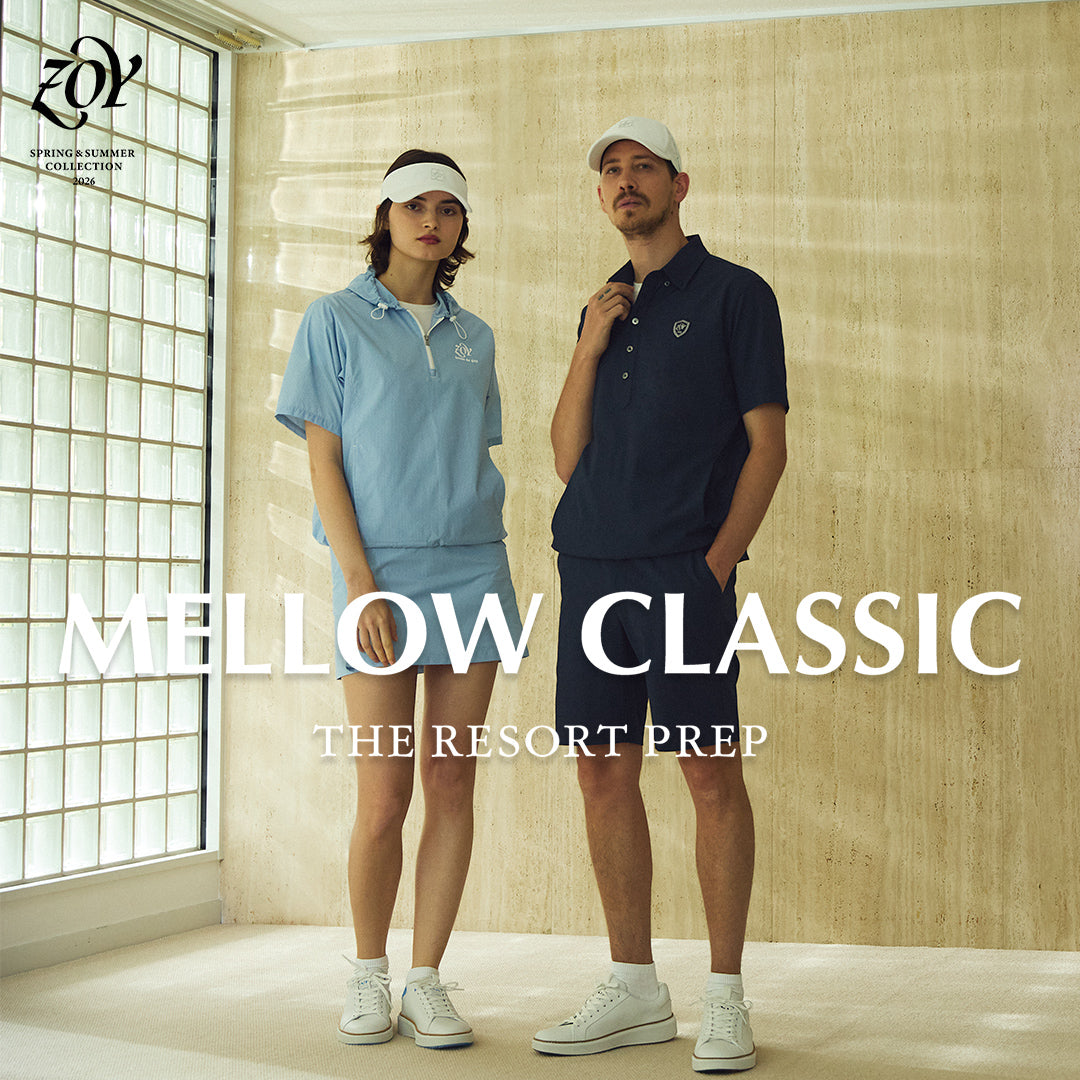 【NEW COLLECTION - MELLOW CLASSIC】 クラシカルを愛する全てのゴルファーへ。 装うたびに感じるのは、「洗練」と「機能」の確かなバランス。洗練のクラシカルスタイルを「静かな完成」に導く、新たなマスターピースを捧ぐ