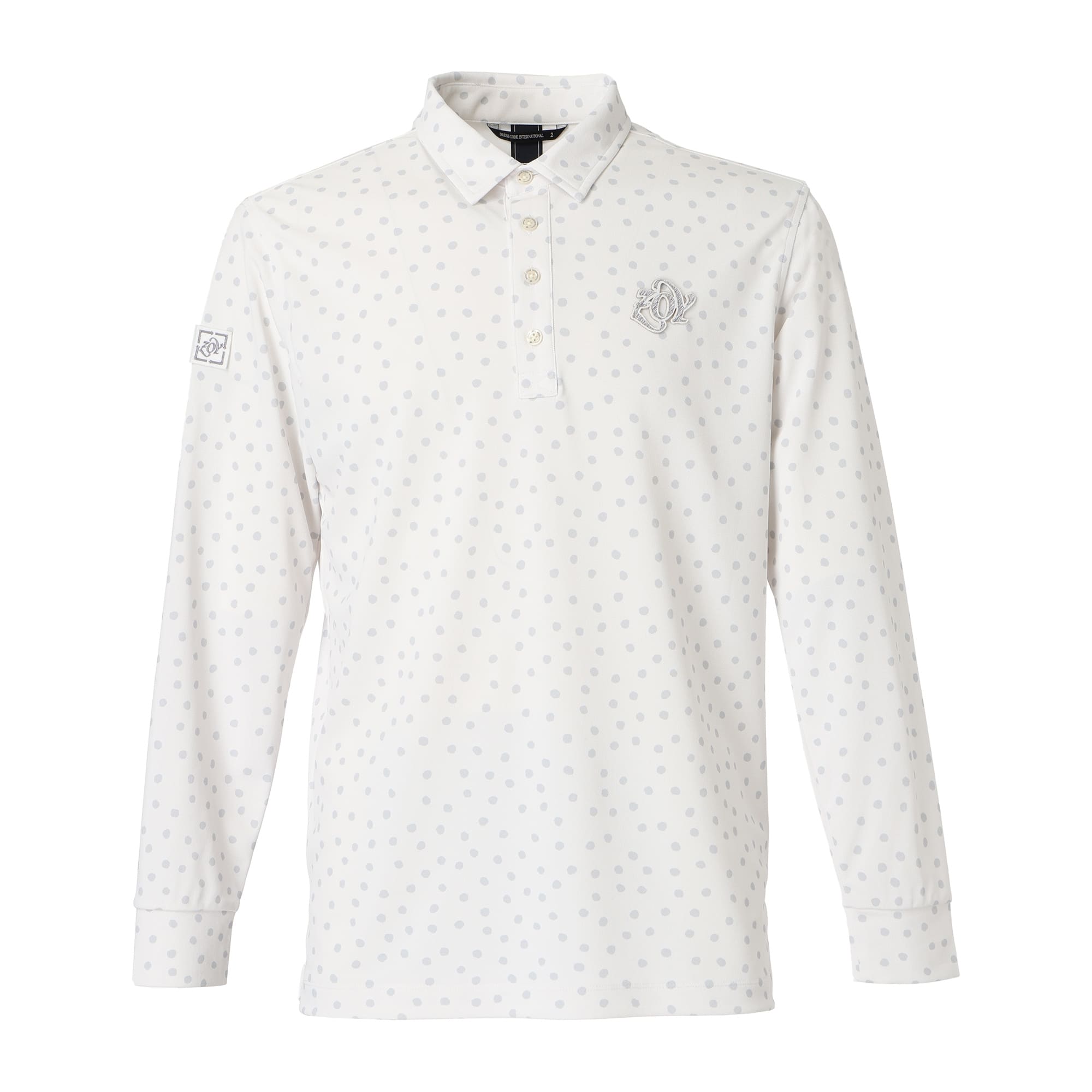 MEN ドットプリント 長袖シャツ ライトグレー