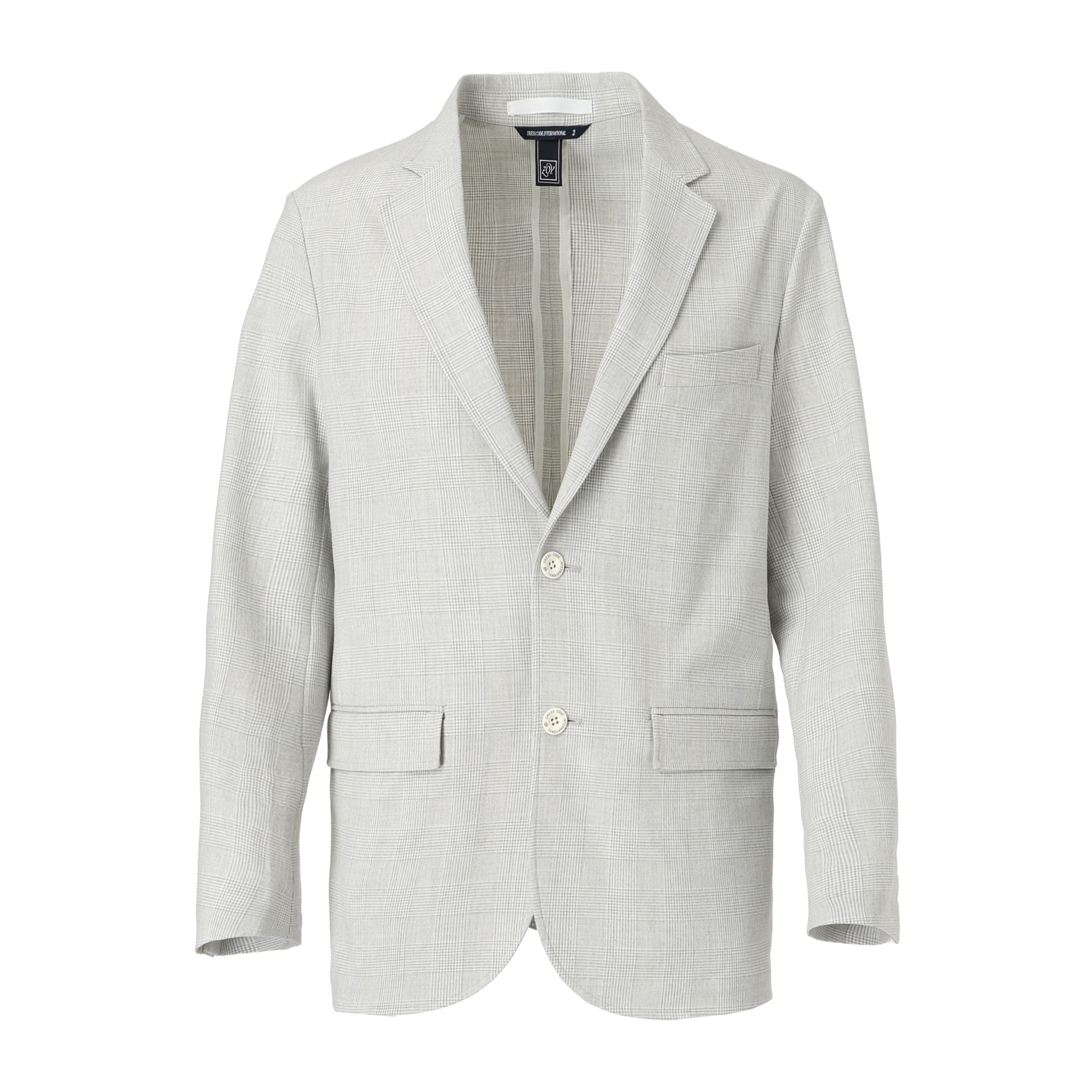 MEN グレンチェックストレッチ ジャケット シルバーグレー