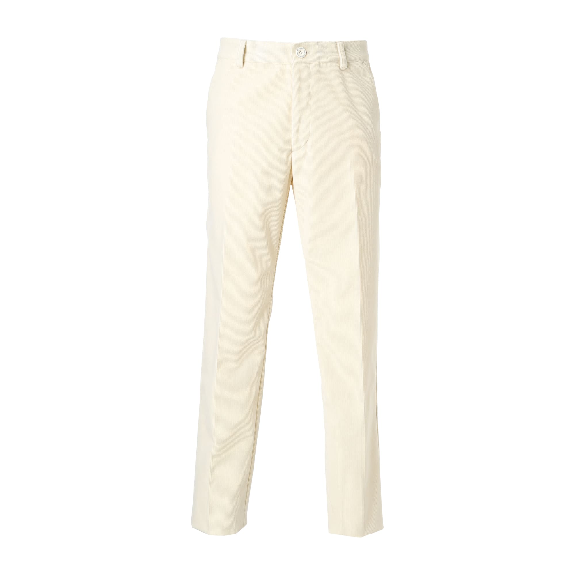 Men's wool corduroy long pants in ecru