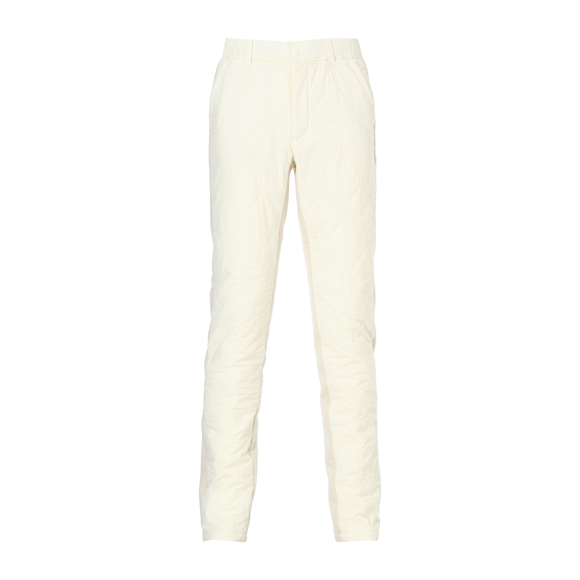 Men's Stretch Taffeta Quilted Long Pants, Cream