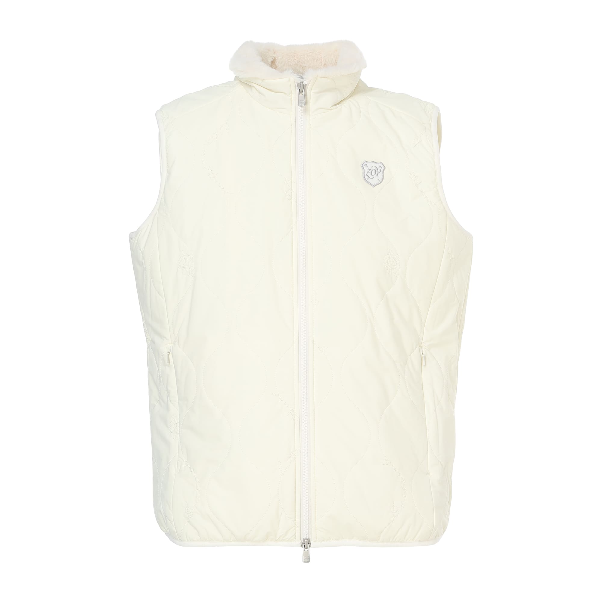 Men's Stretch Taffeta Quilted Padded Vest, Cream