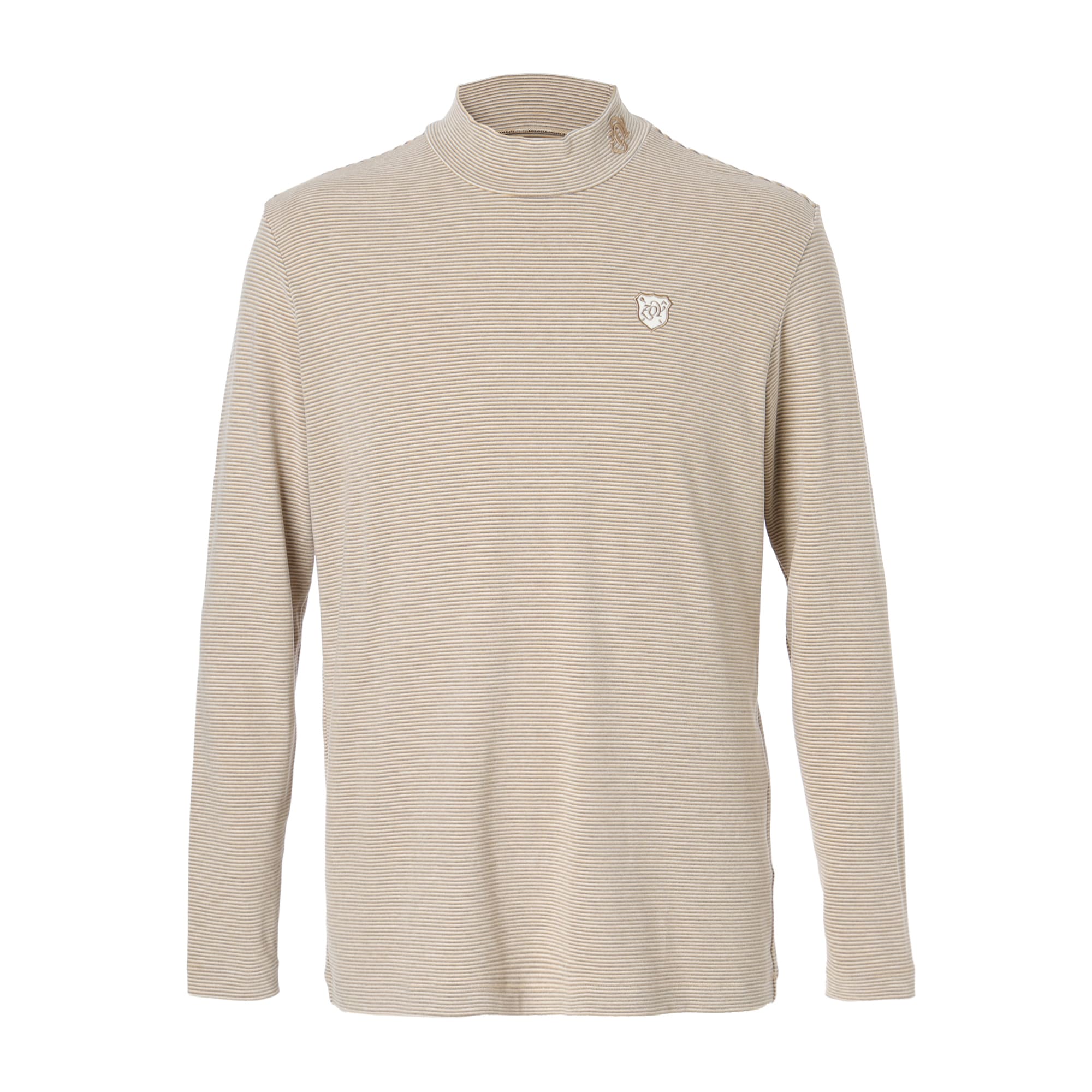 Men's Multi-Striped Long Sleeve Shirt in Natural and Gray (071444025)