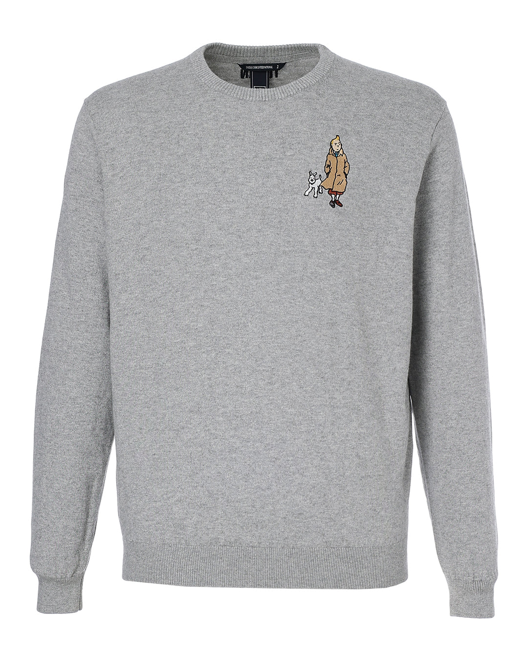 【 TINTIN × ZOY 】MEN コットンカシミヤ天竺 長袖セーター フランネルグレー