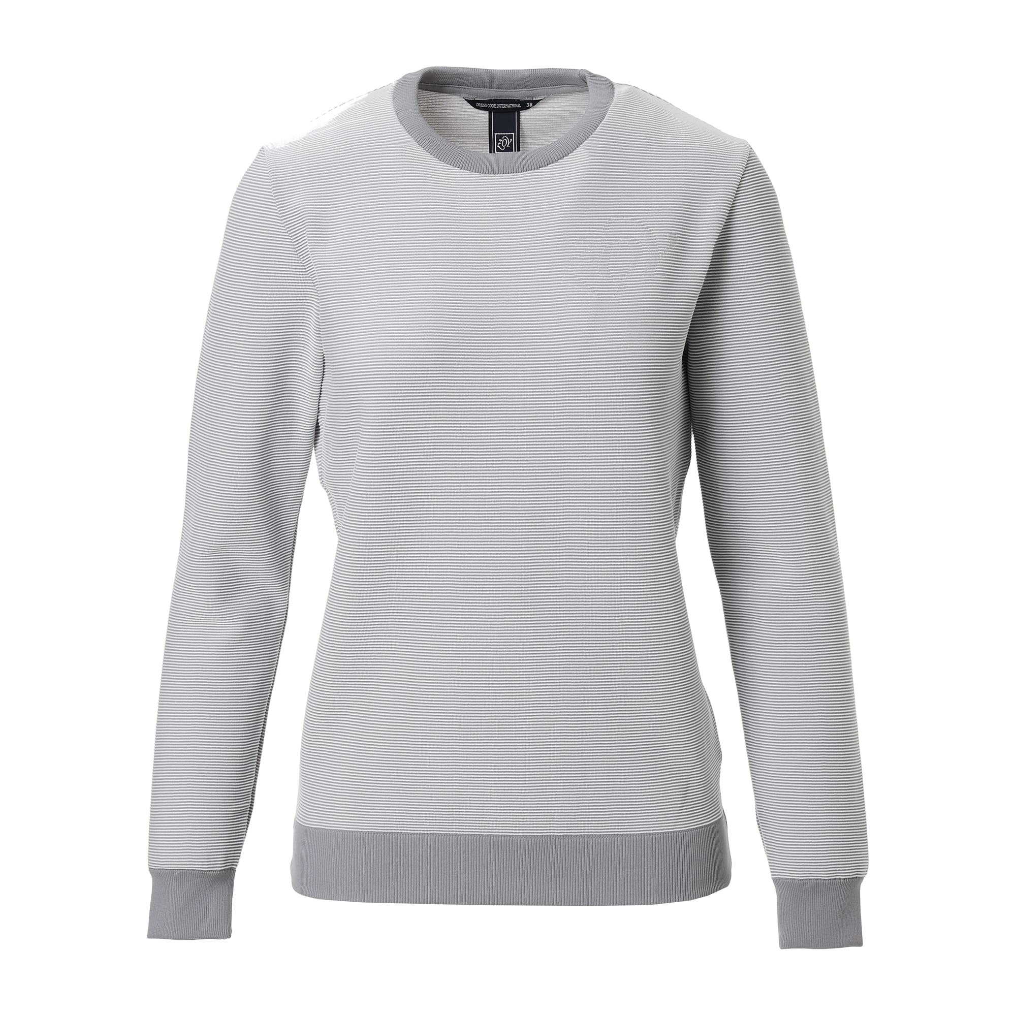 Women's Bicolor Garter Long Sleeve Sweater in Gray and White
