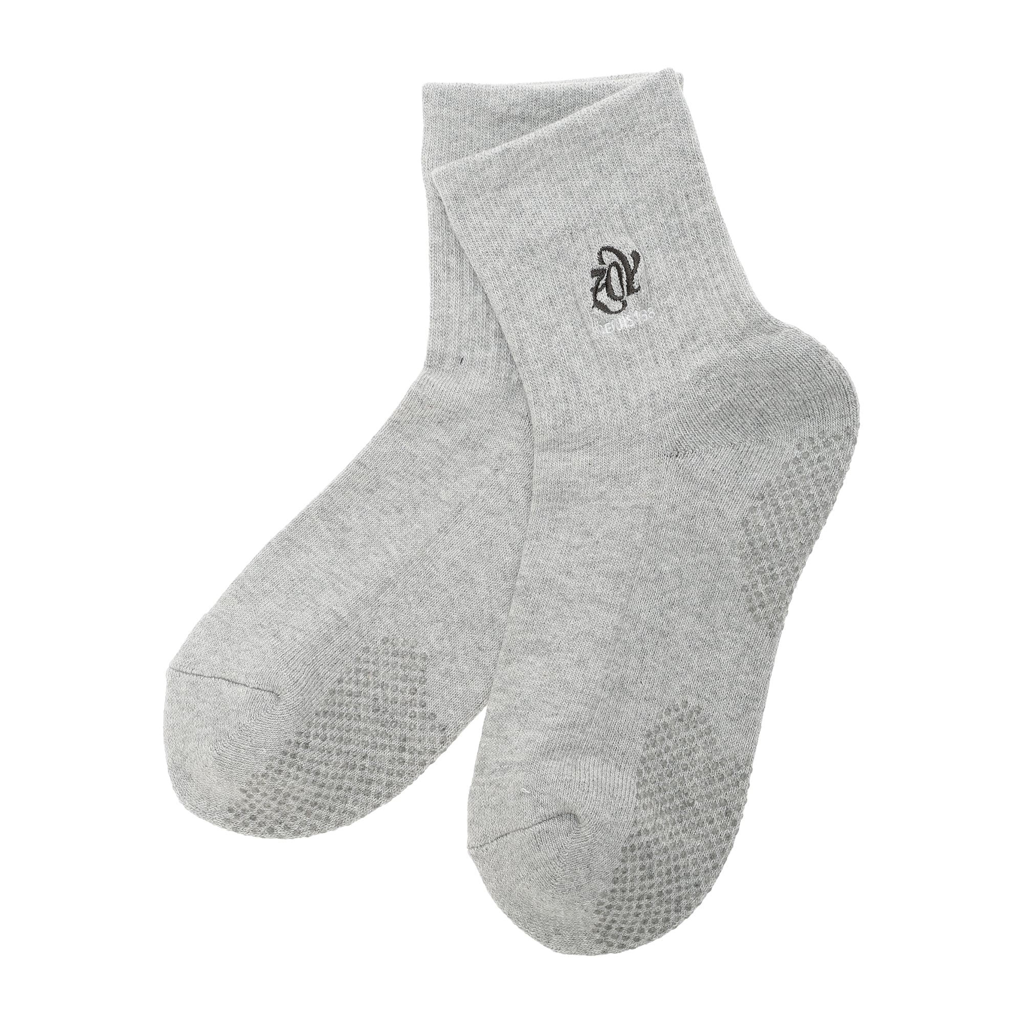 Women's Heel Protect Non-Slip Short Crew Socks, Gray