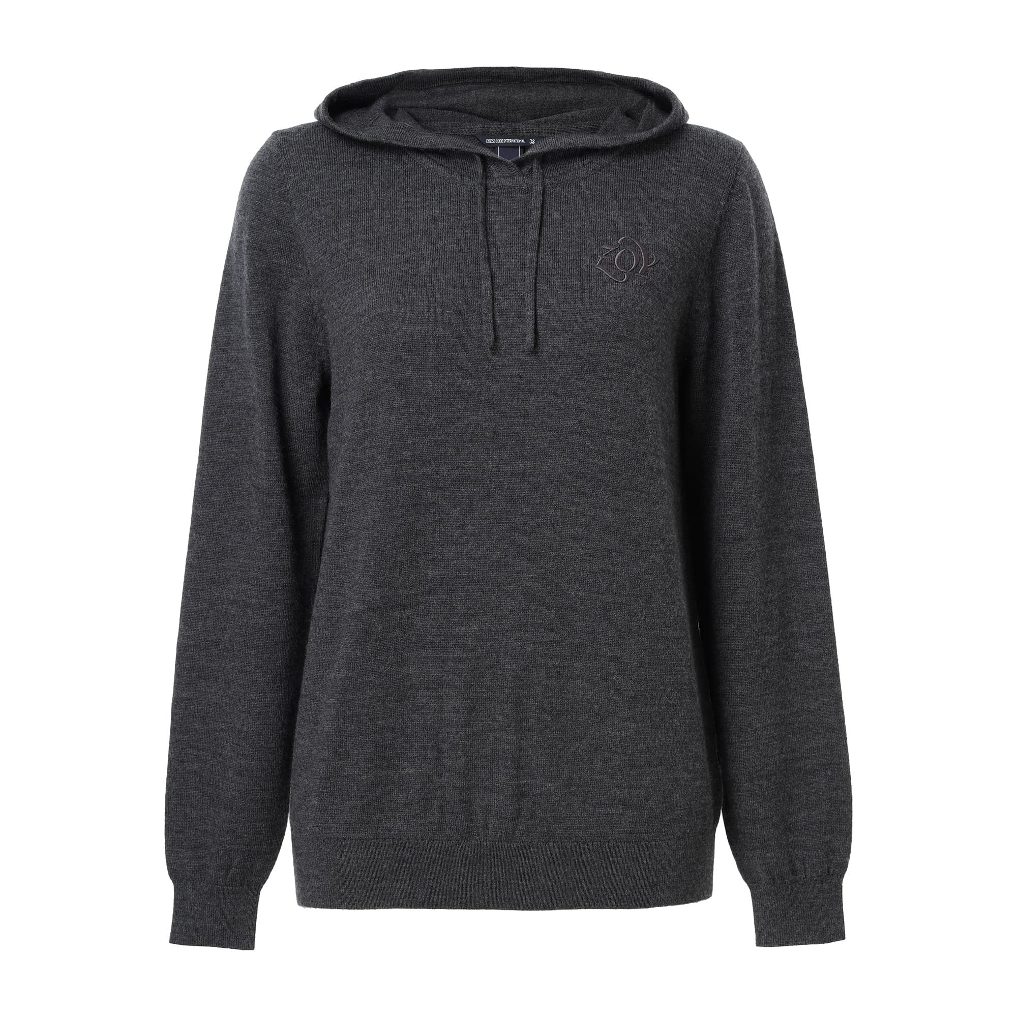 Women's Extra Fine Merino Wool Knit Hoodie, Charcoal