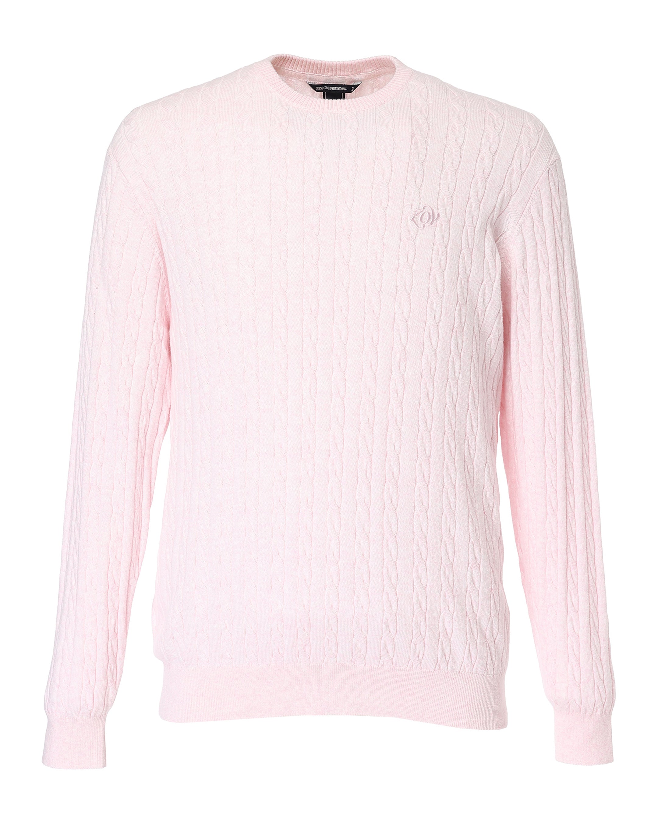 MEN ケーブルニット 長袖セーター ピンク