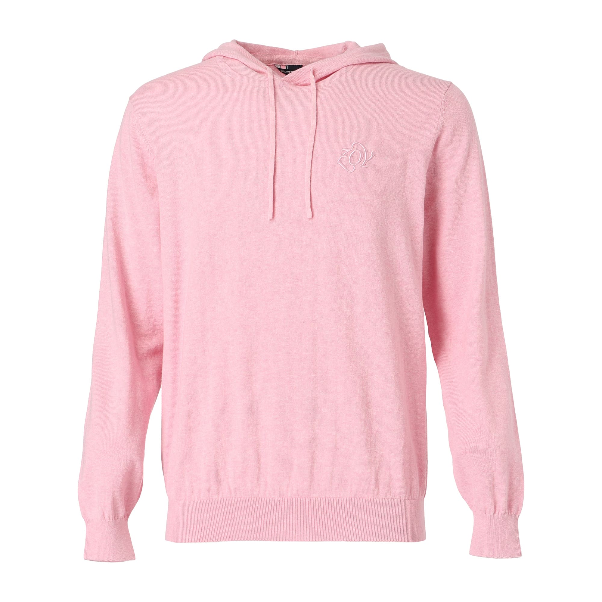 Men's Melange Cotton Long Sleeve Sweater in Powder Pink
