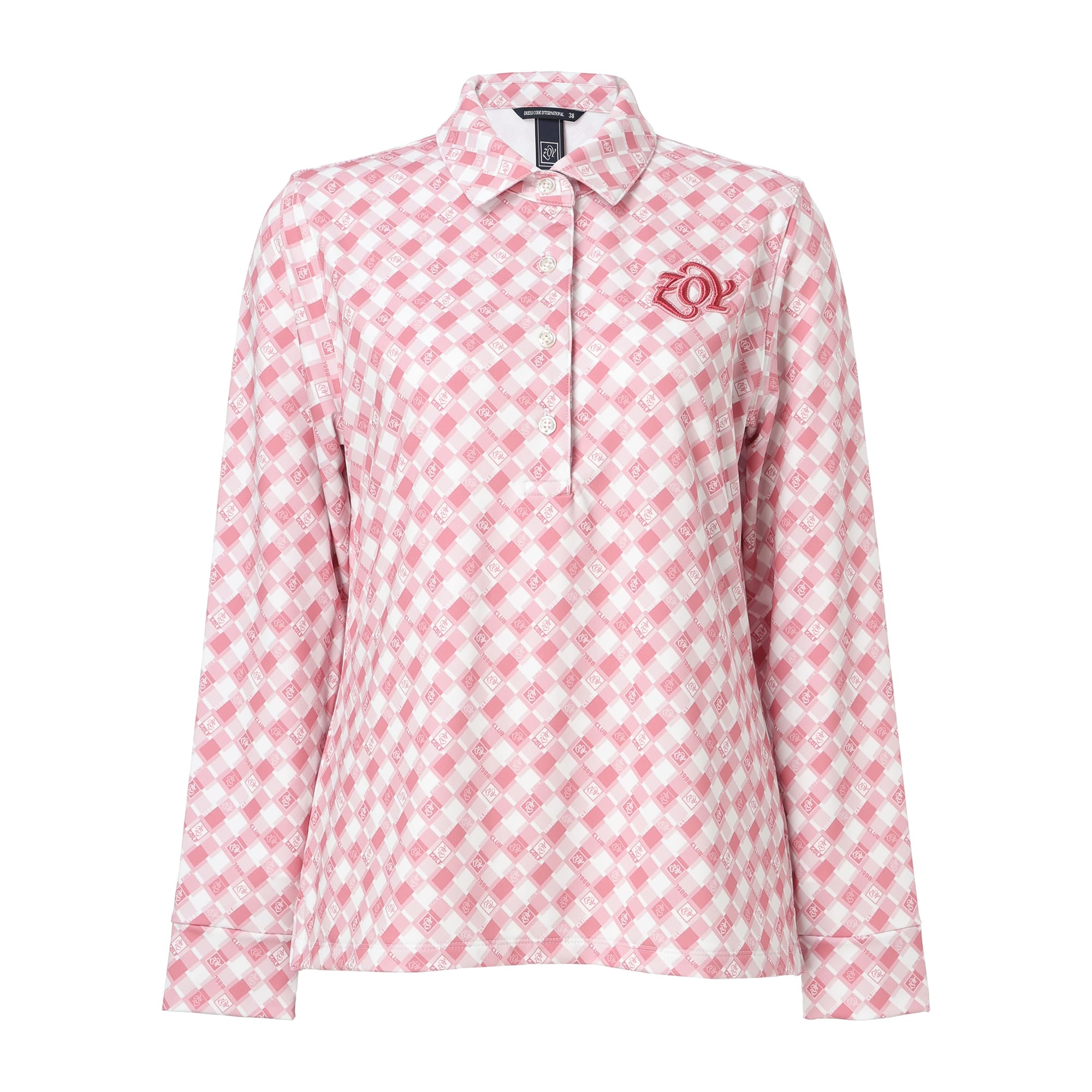 Women's Monogram Print Long Sleeve Shirt, Pink, 071644023