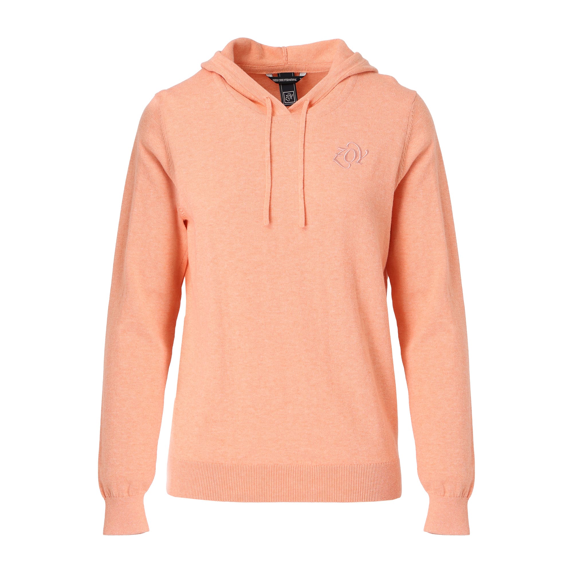 Women's Melange Cotton Long Sleeve Sweater in Orange