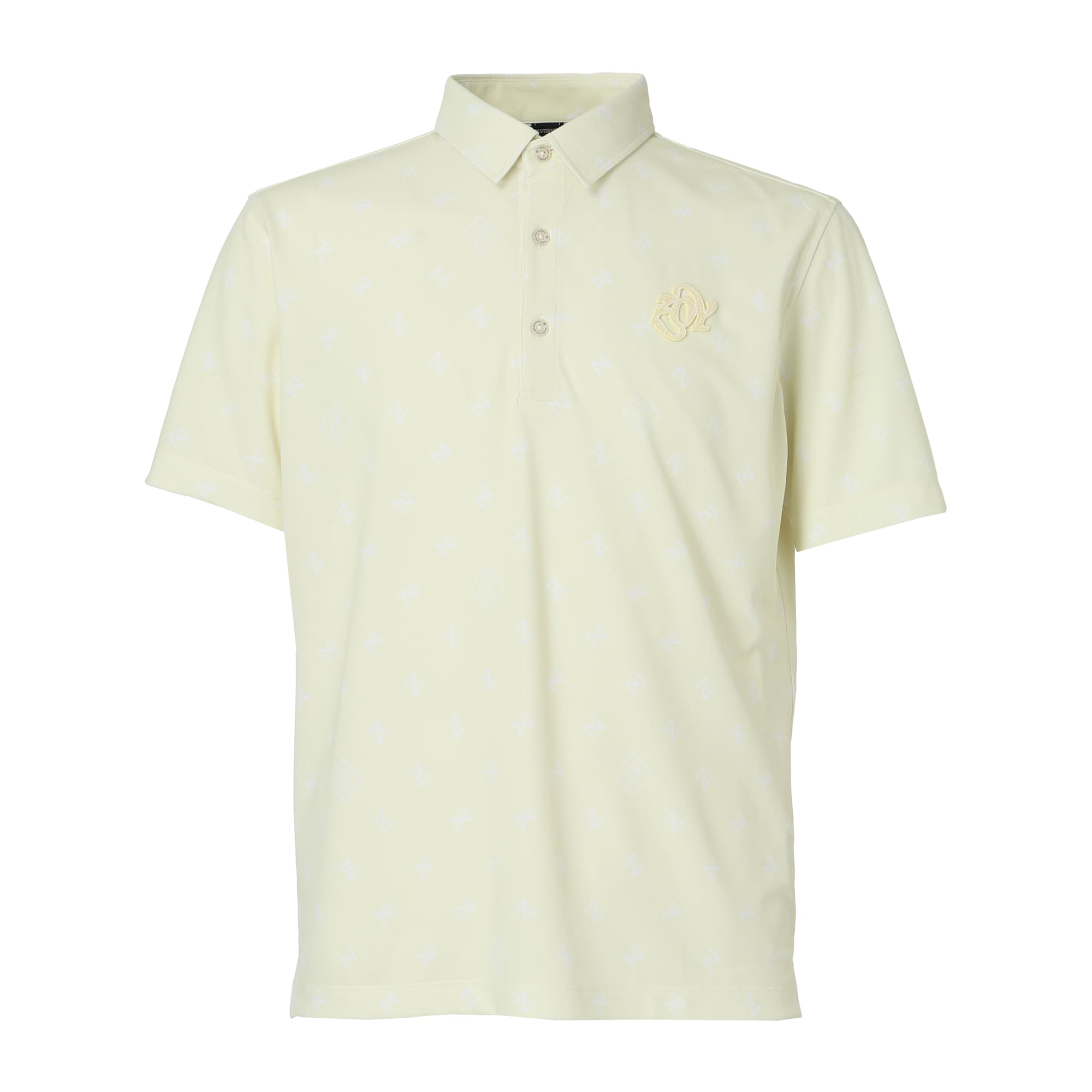 MEN Z fine pattern プリント 半袖シャツ クリームイエロー