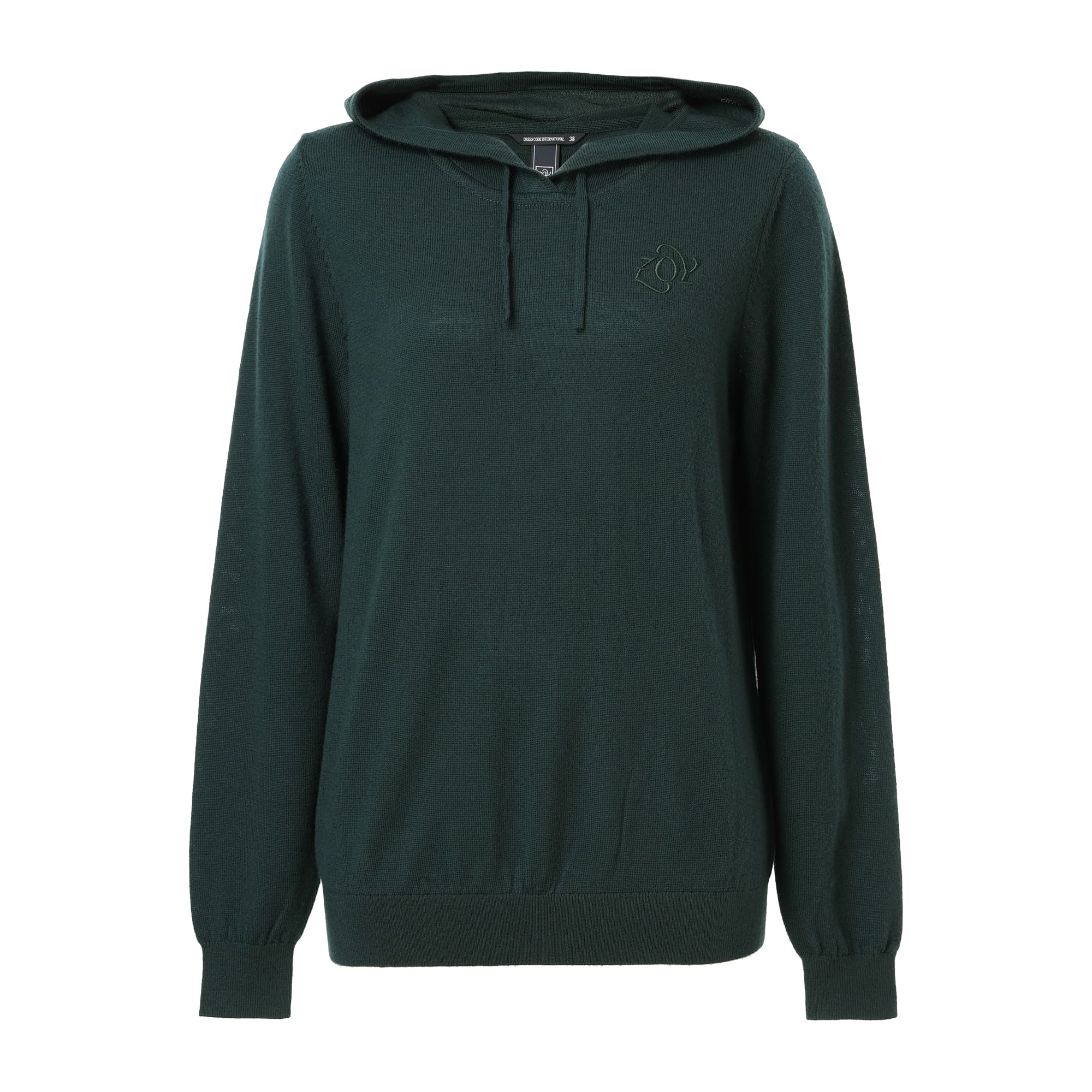 Women's Extra Fine Merino Wool Knit Hoodie, Deep Forest