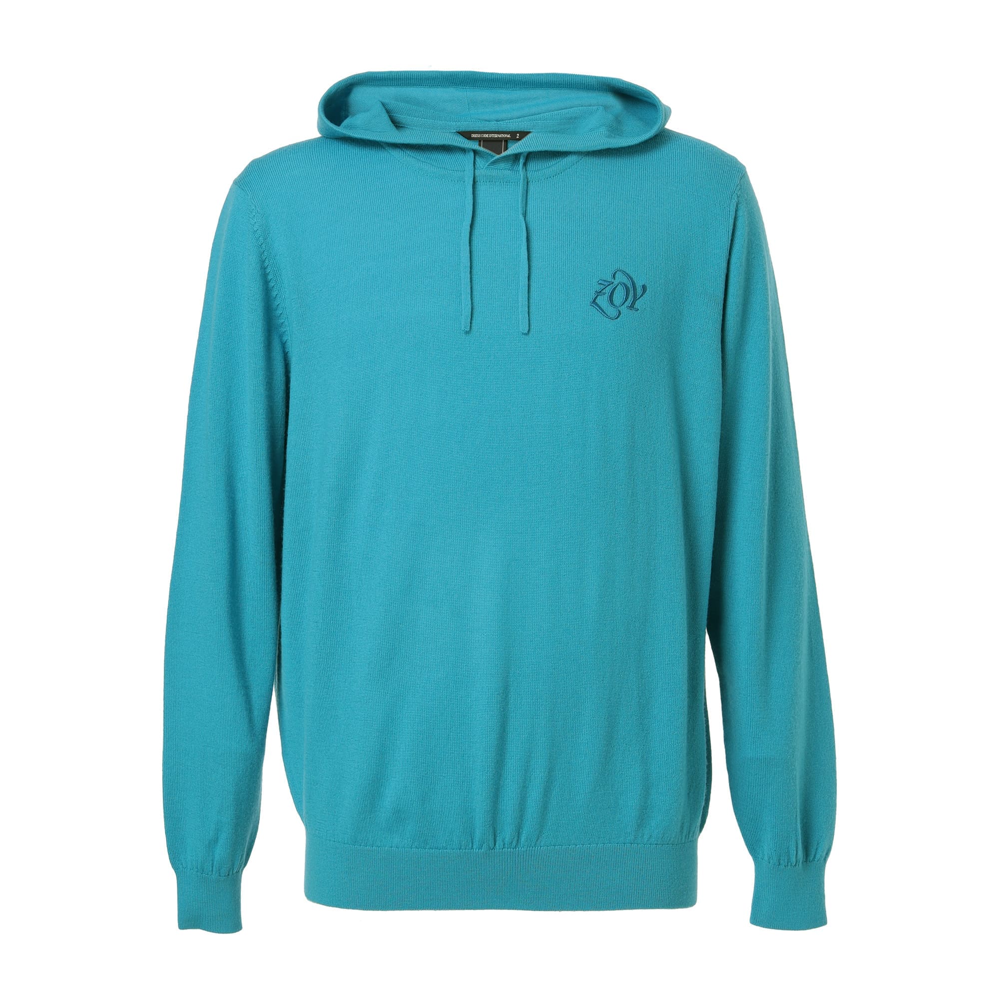 MEN エクストラファインメリノウール ニットフーディー ターコイズ