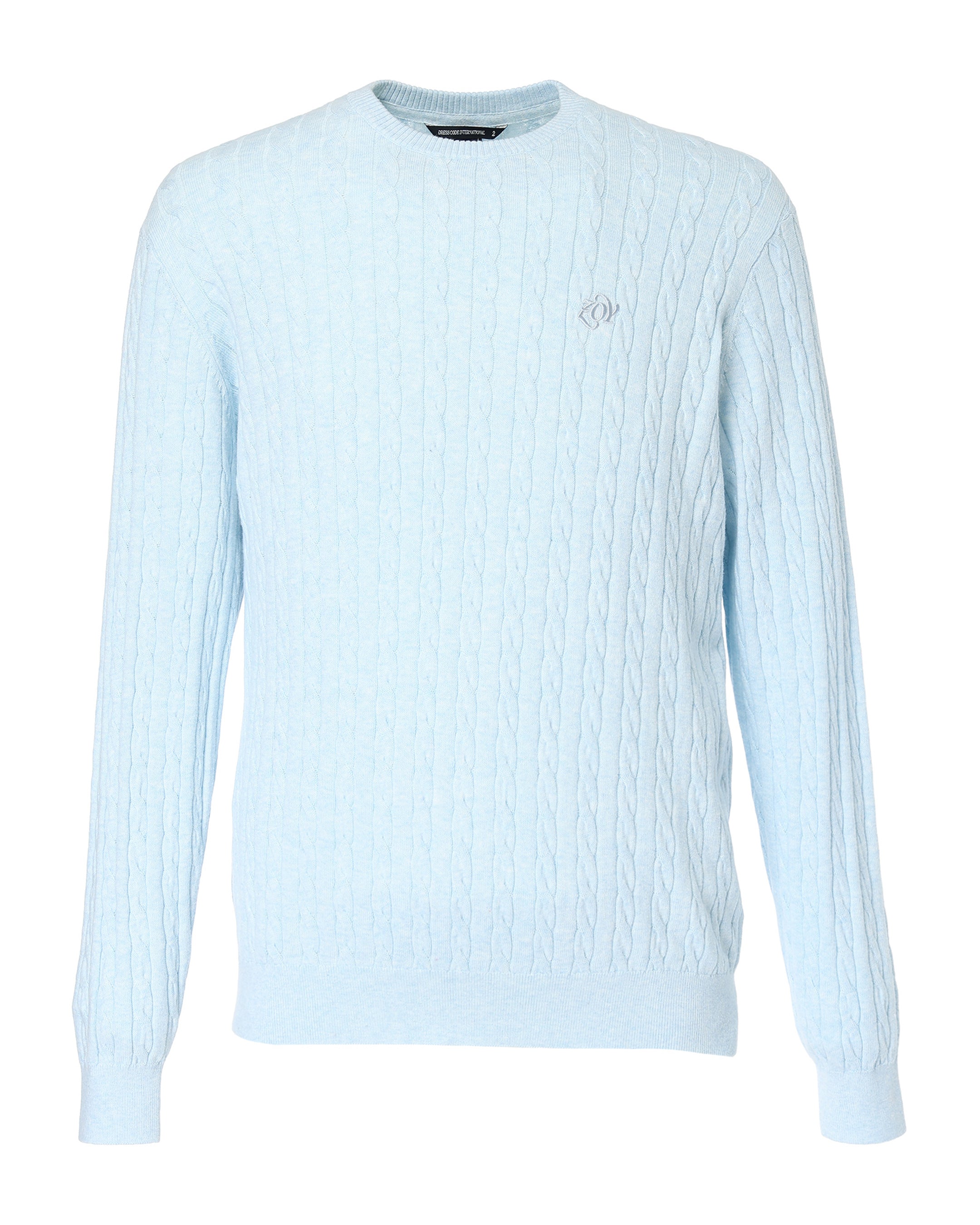 MEN ケーブルニット 長袖セーター ウォーターブルー
