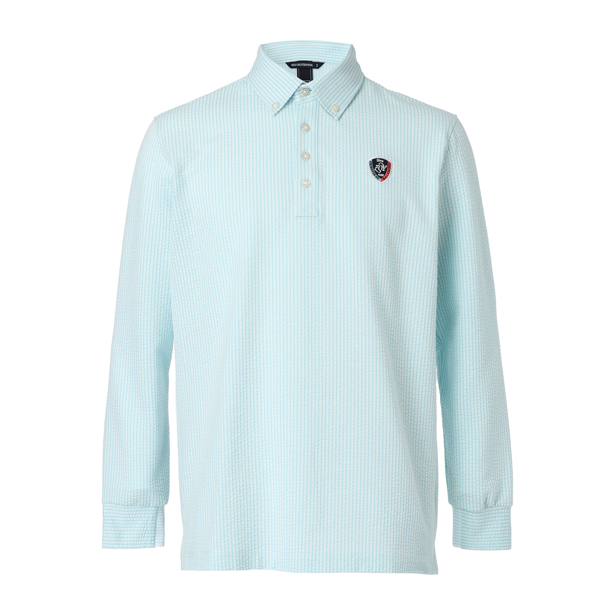 Men's Silky Soccer Jersey Long Sleeve Shirt, Water Blue