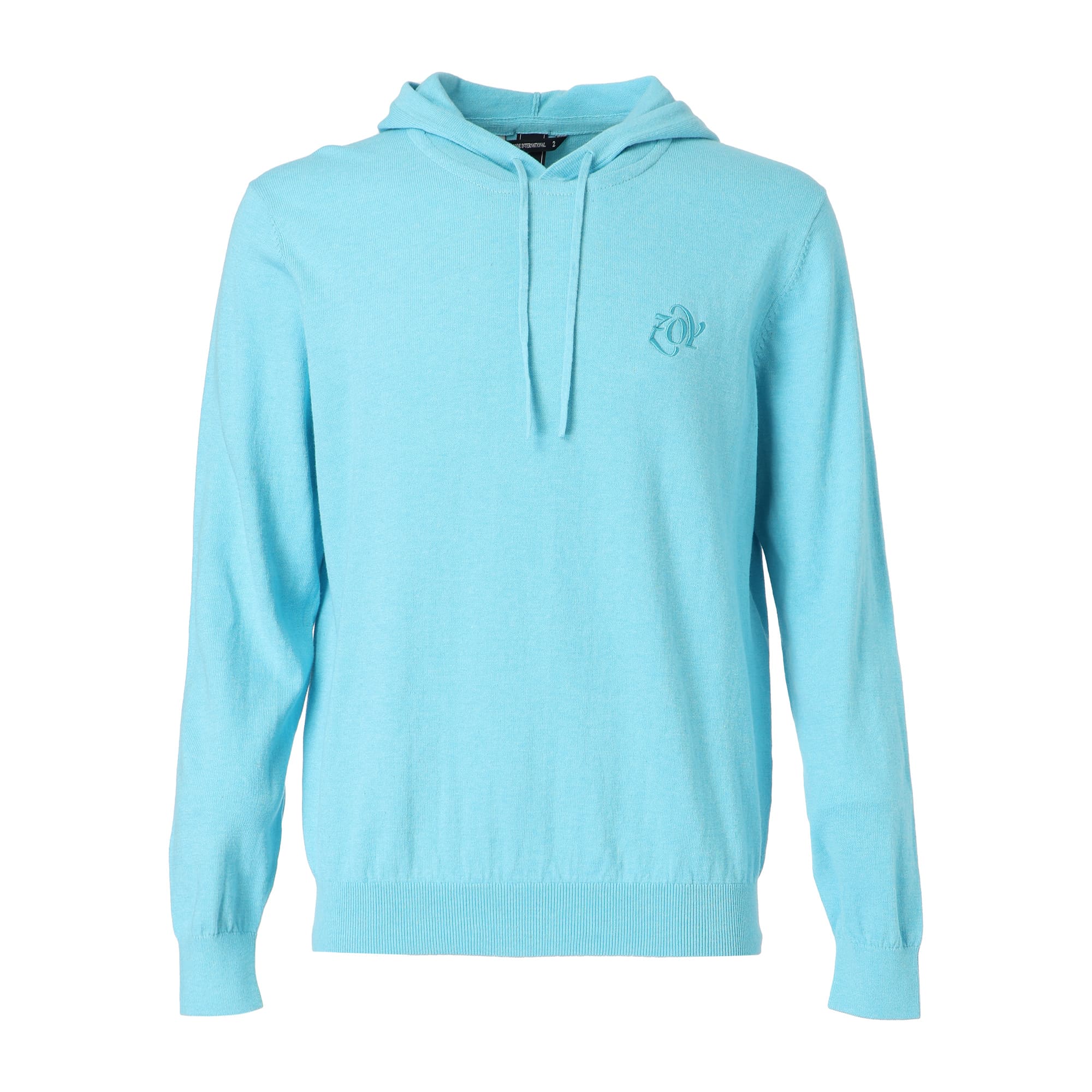 Men's Melange Cotton Long Sleeve Sweater in Turquoise