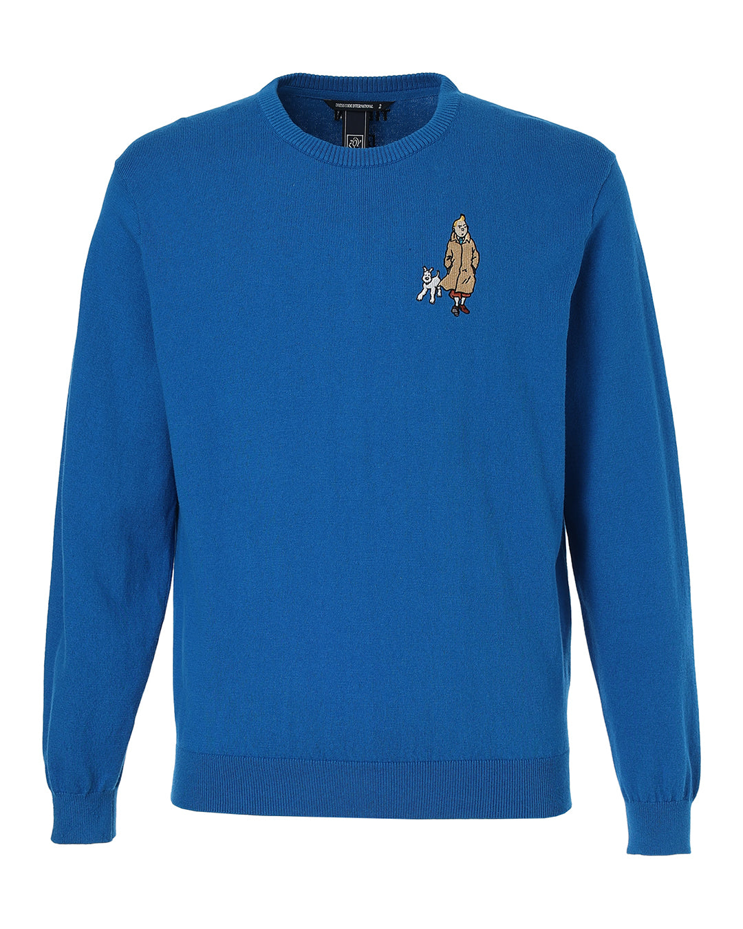 【 TINTIN × ZOY 】MEN コットンカシミヤ天竺 長袖セーター タンタンブルー