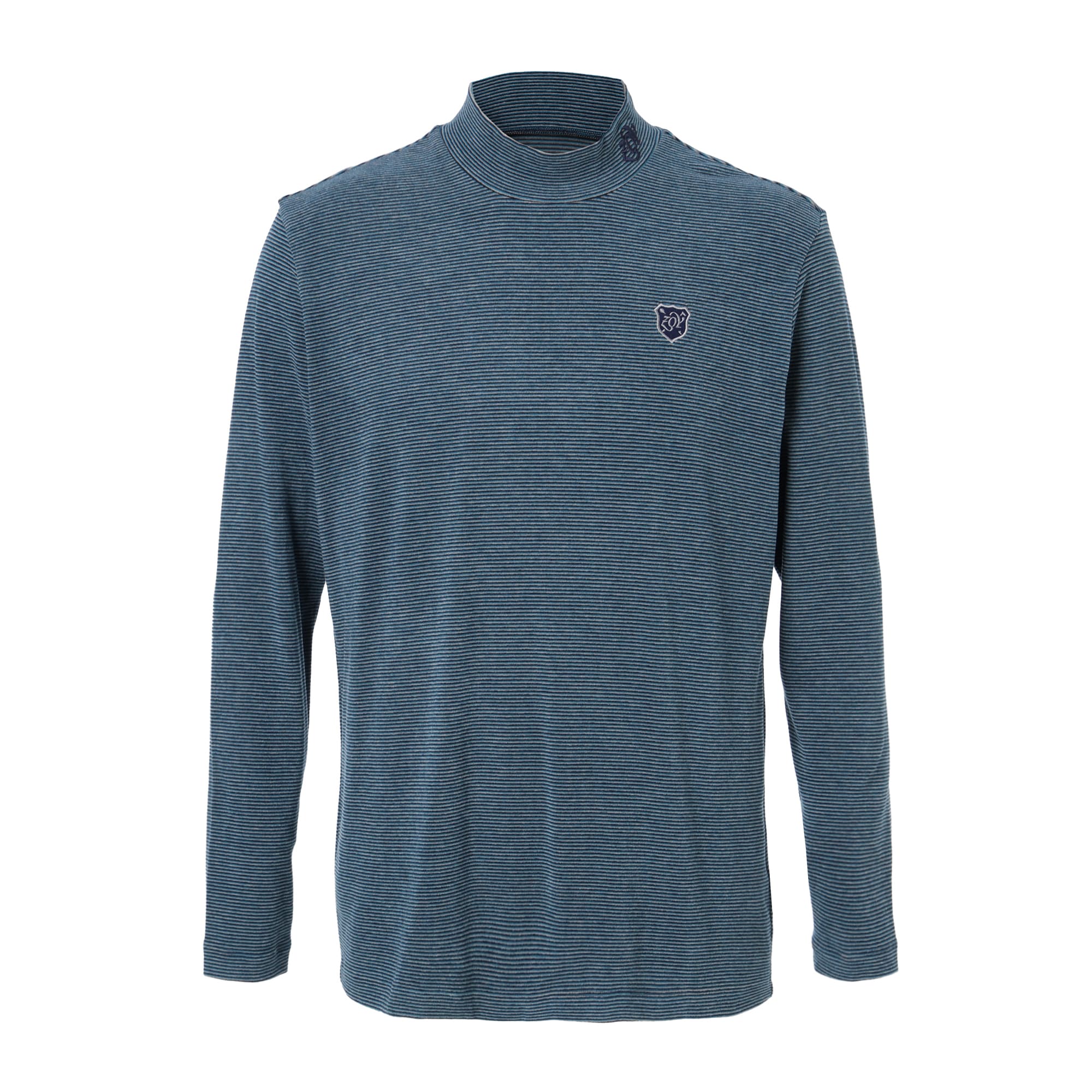 Men's Multi-Striped Long Sleeve Shirt in Blue and Gray (071444025)