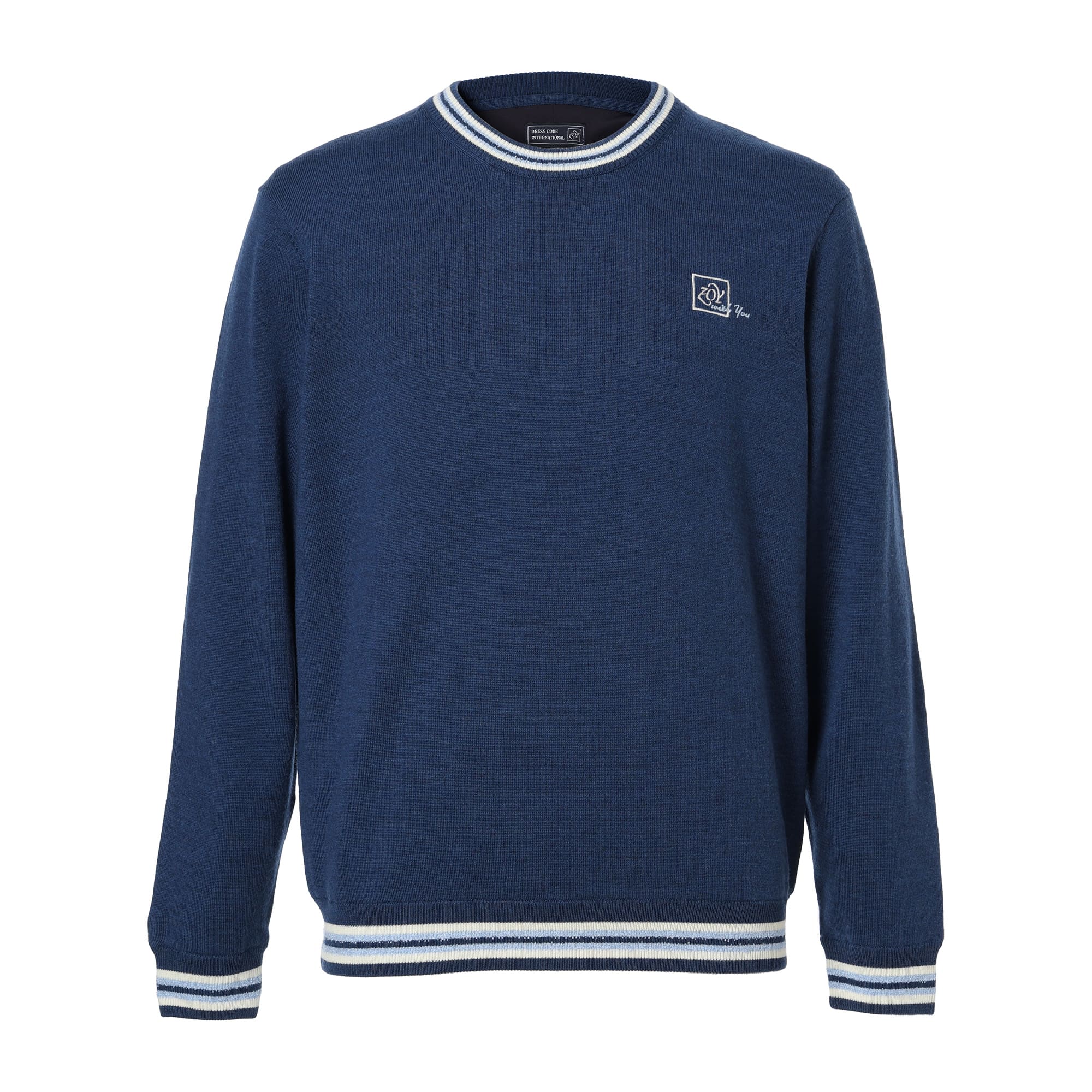 MEN CASHWOOL 長袖セーター(防風裏地付) スレイトブルー