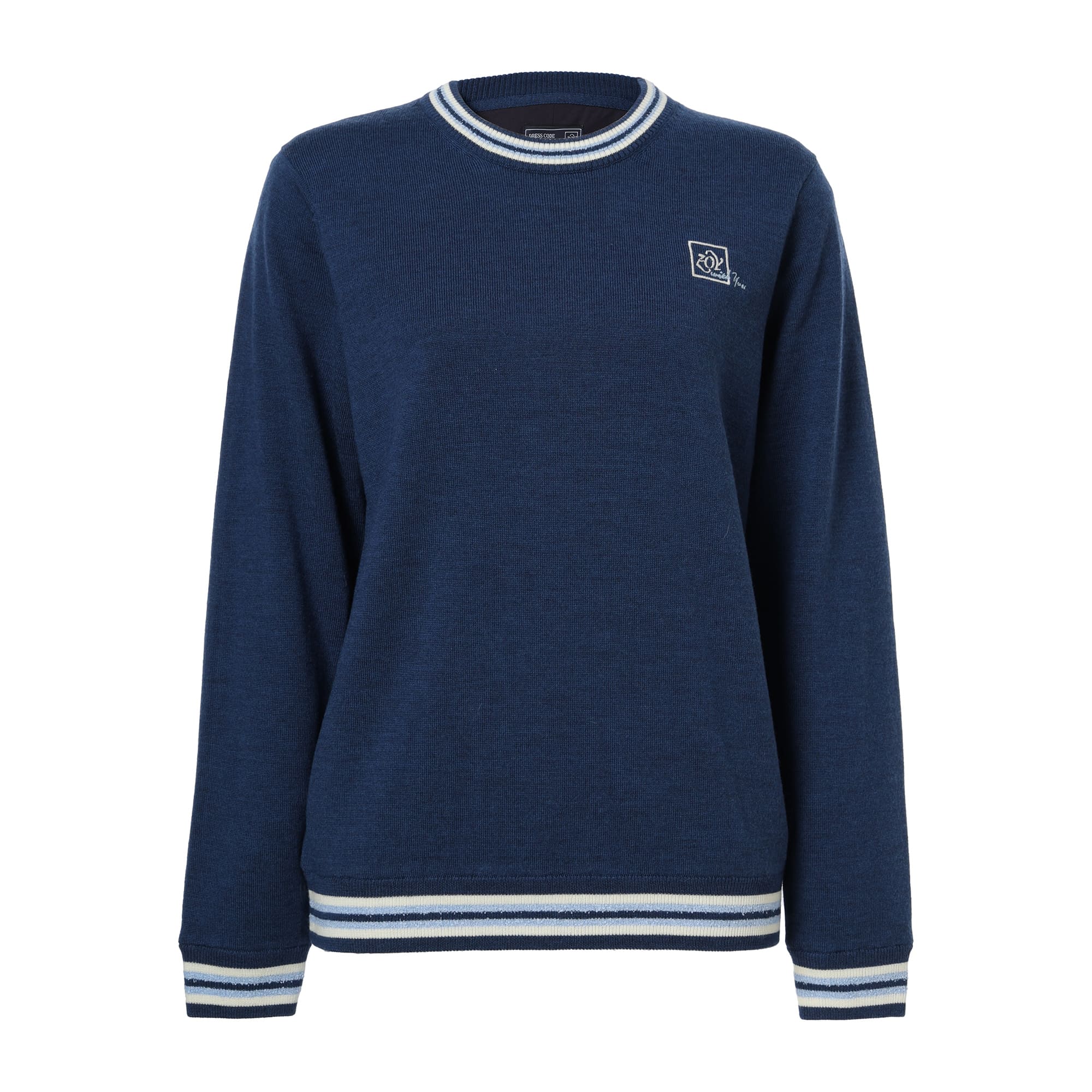 WOMEN CASHWOOL 長袖セーター(防風裏地付) スレイトブルー