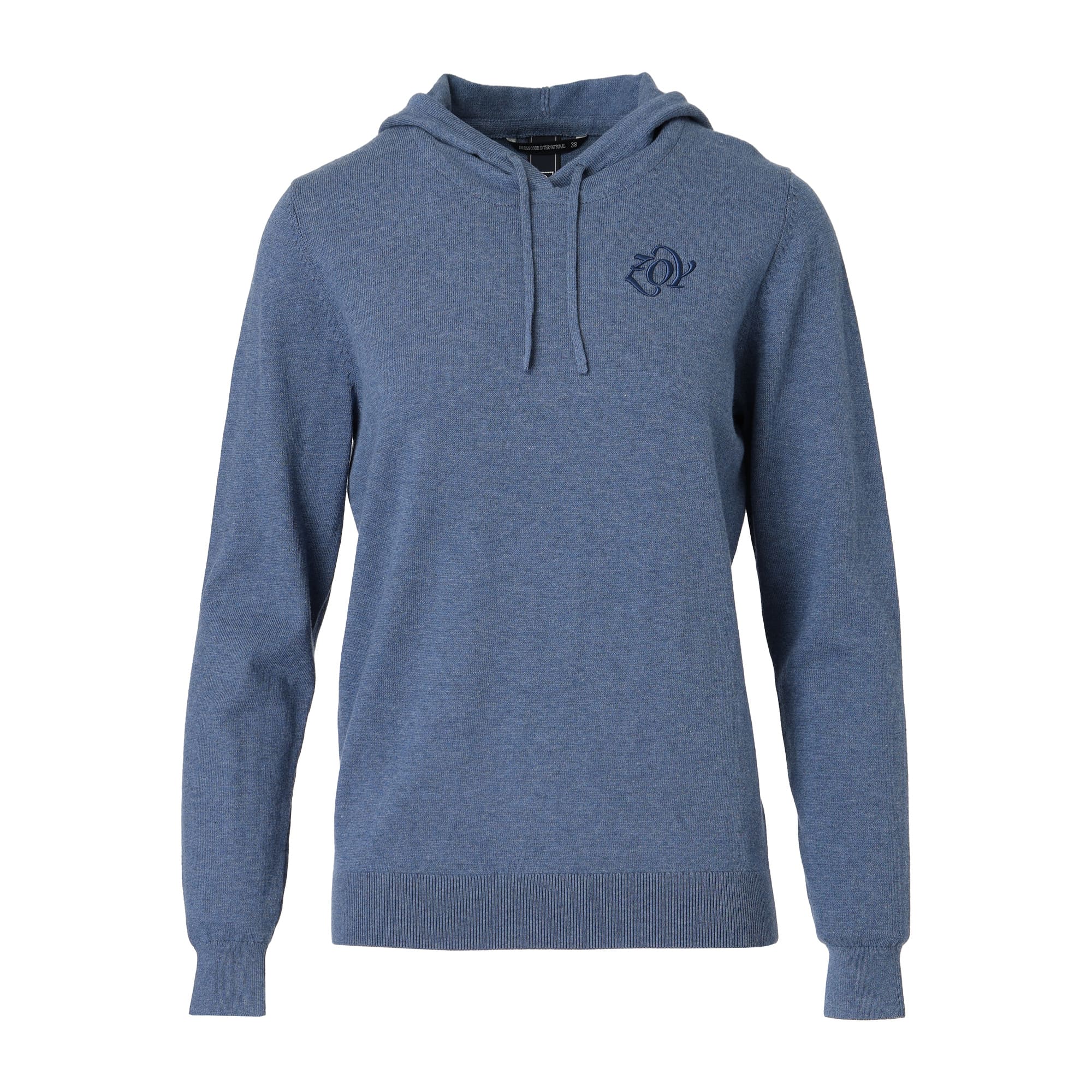 Women's Melange Cotton Long Sleeve Sweater in Indigo