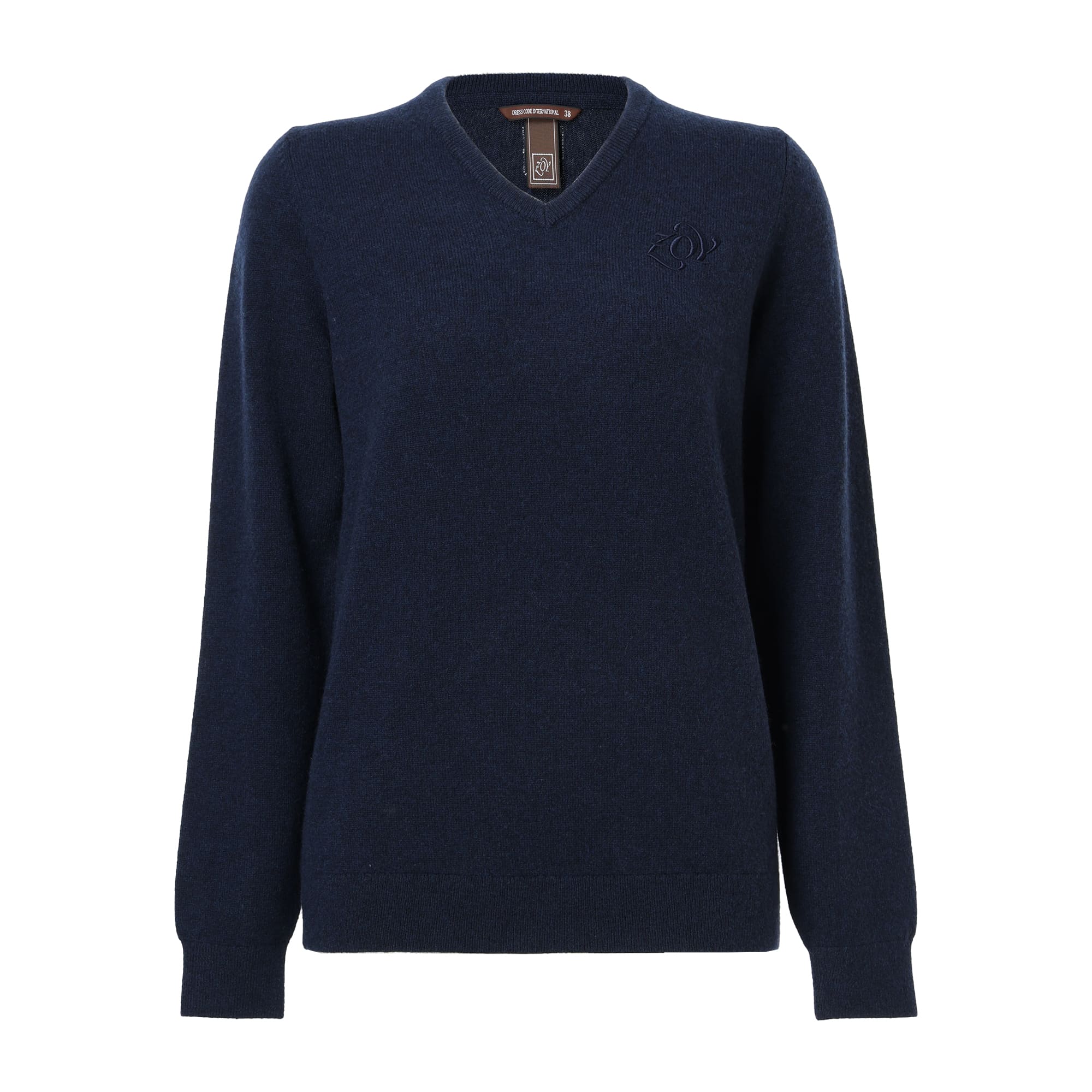 Women's Premium Cashmere Long Sleeve Sweater, Navy, 071644707