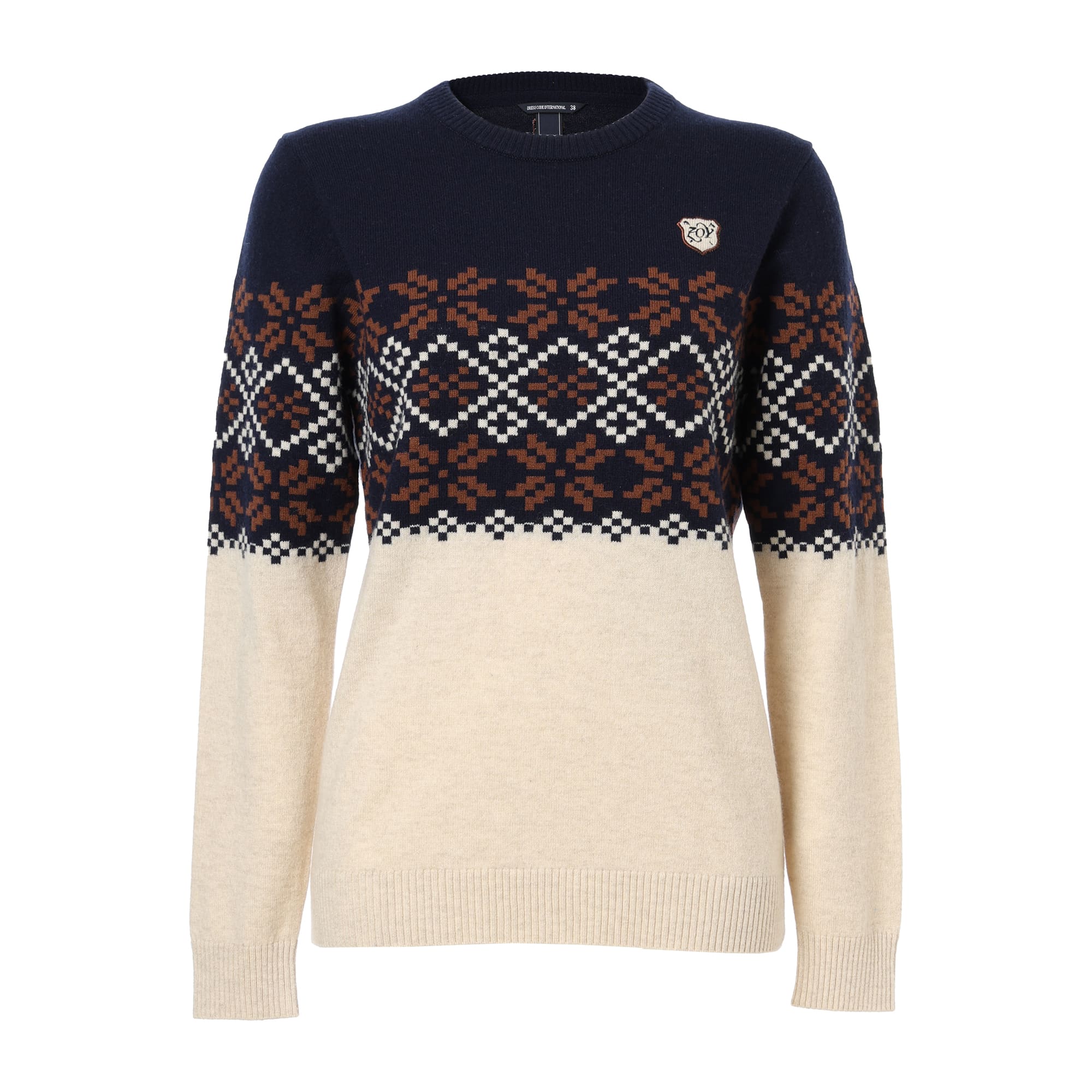 Women's Superfine Merino Wool x Cashmere Long Sleeve Sweater, Navy, 071644712