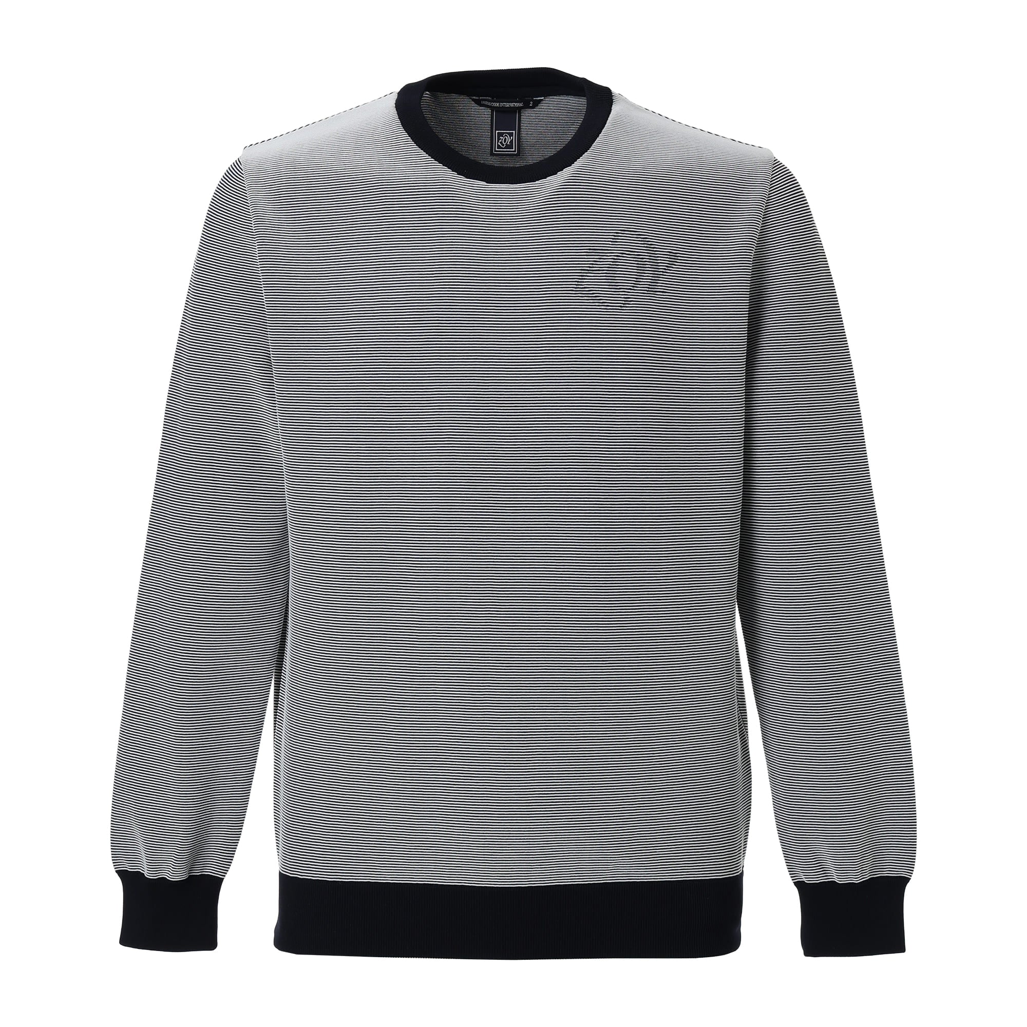 Men's Bicolor Garter Long Sleeve Sweater in Navy and White