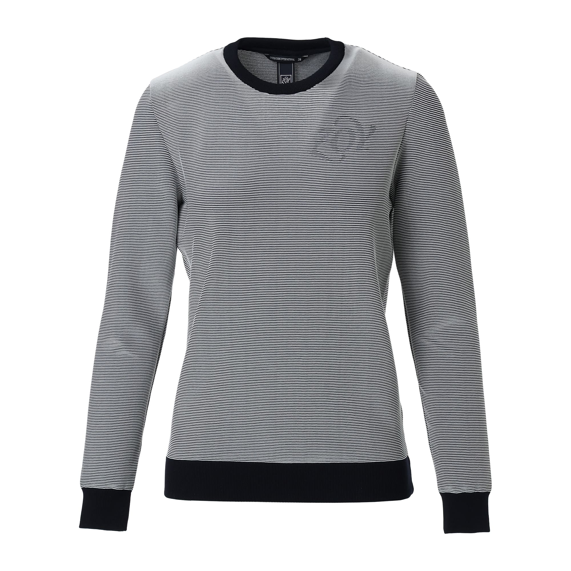 Women's Bicolor Garter Long Sleeve Sweater in Navy and White
