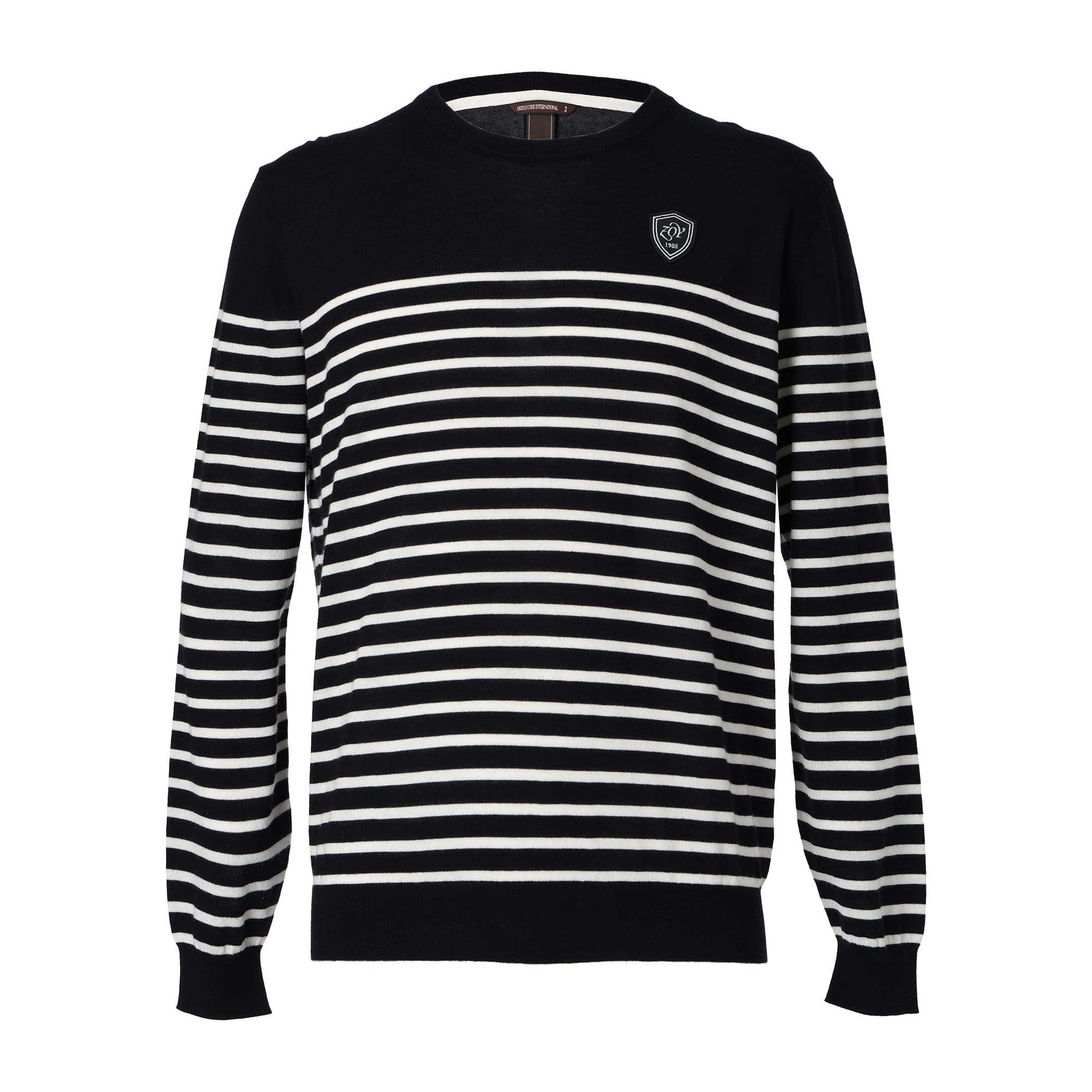 Men's Premium Cotton Striped Long Sleeve Sweater in Navy