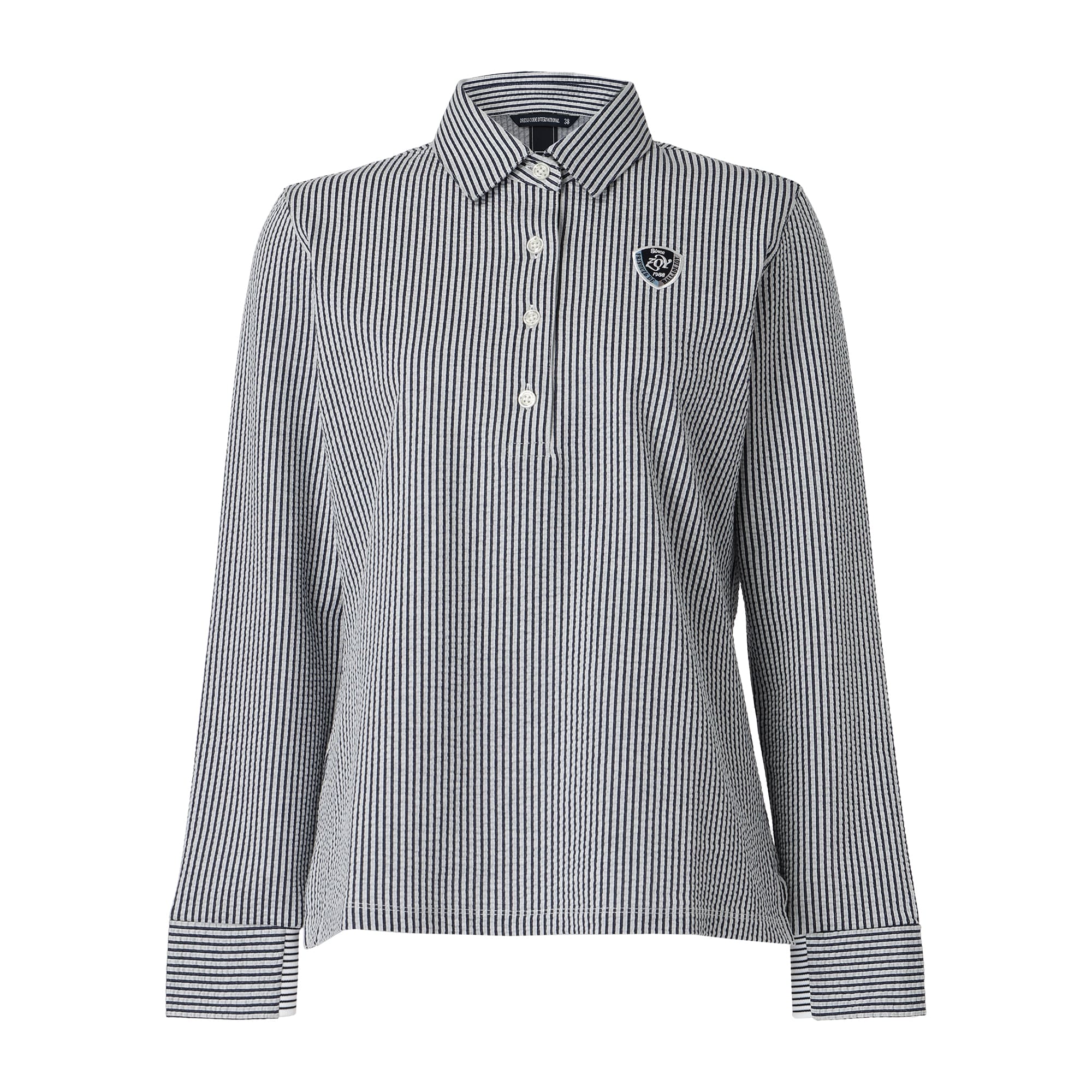 WOMEN シルキーサッカージャージ 長袖シャツ ネイビー