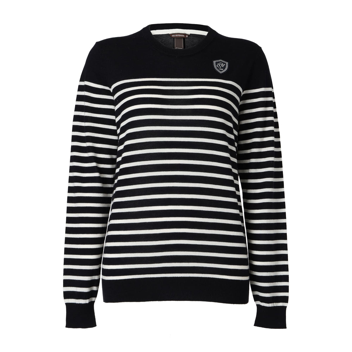 WOMEN Premium Cotton ボーダー 長袖セーター ネイビー
