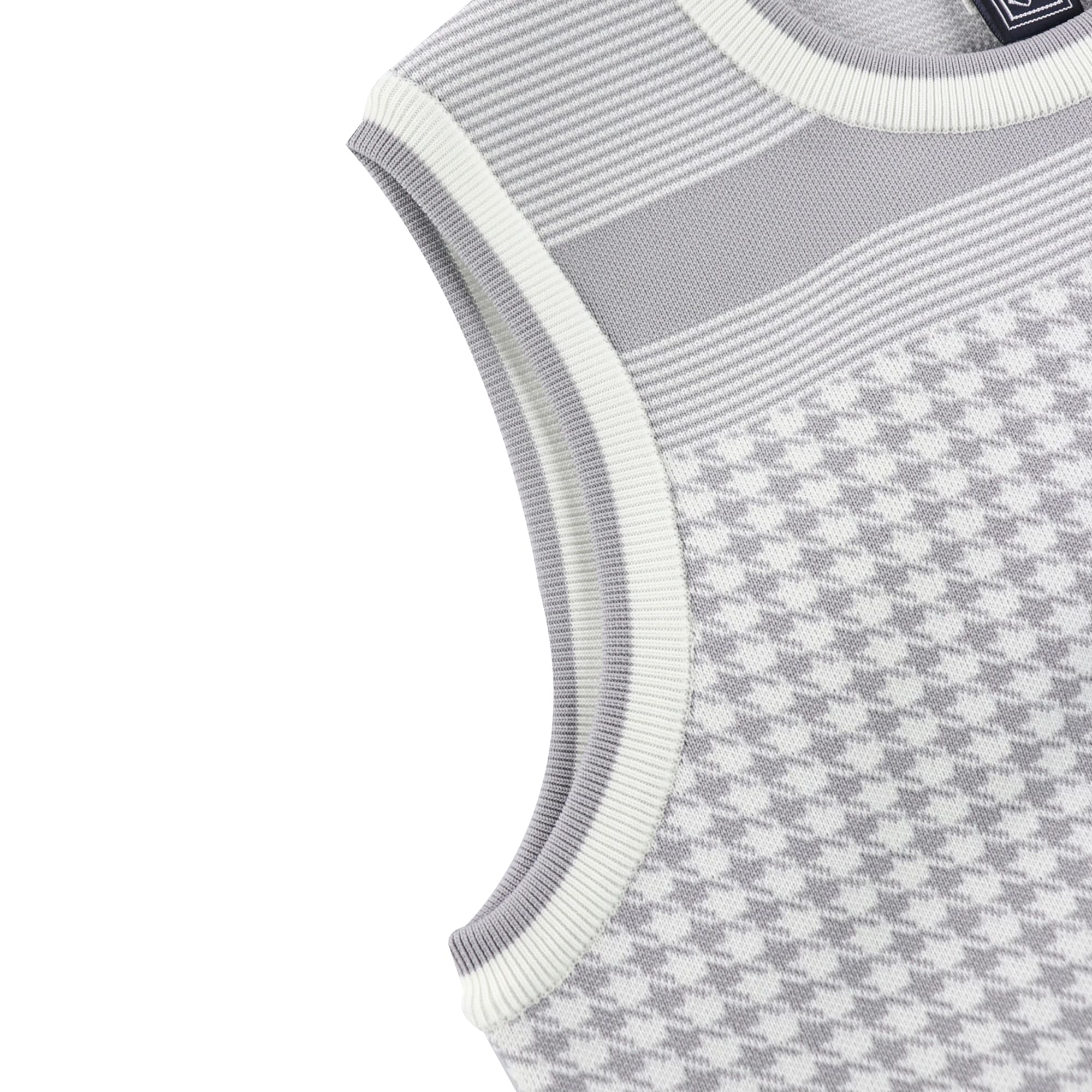 Women's Water-Repellent Houndstooth JQ Vest, Gray x White, 071632702