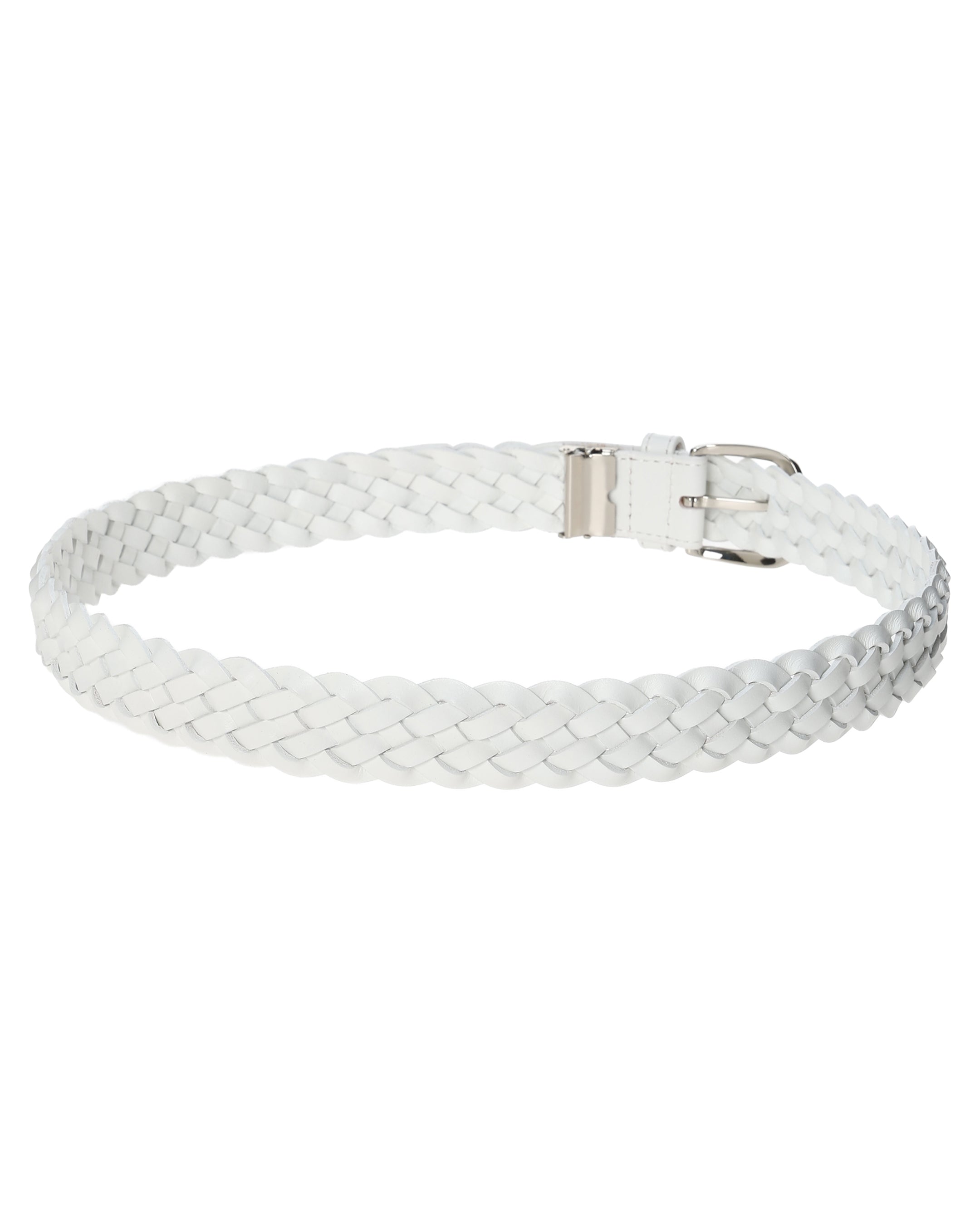 WOMEN レザー編みベルト ホワイト