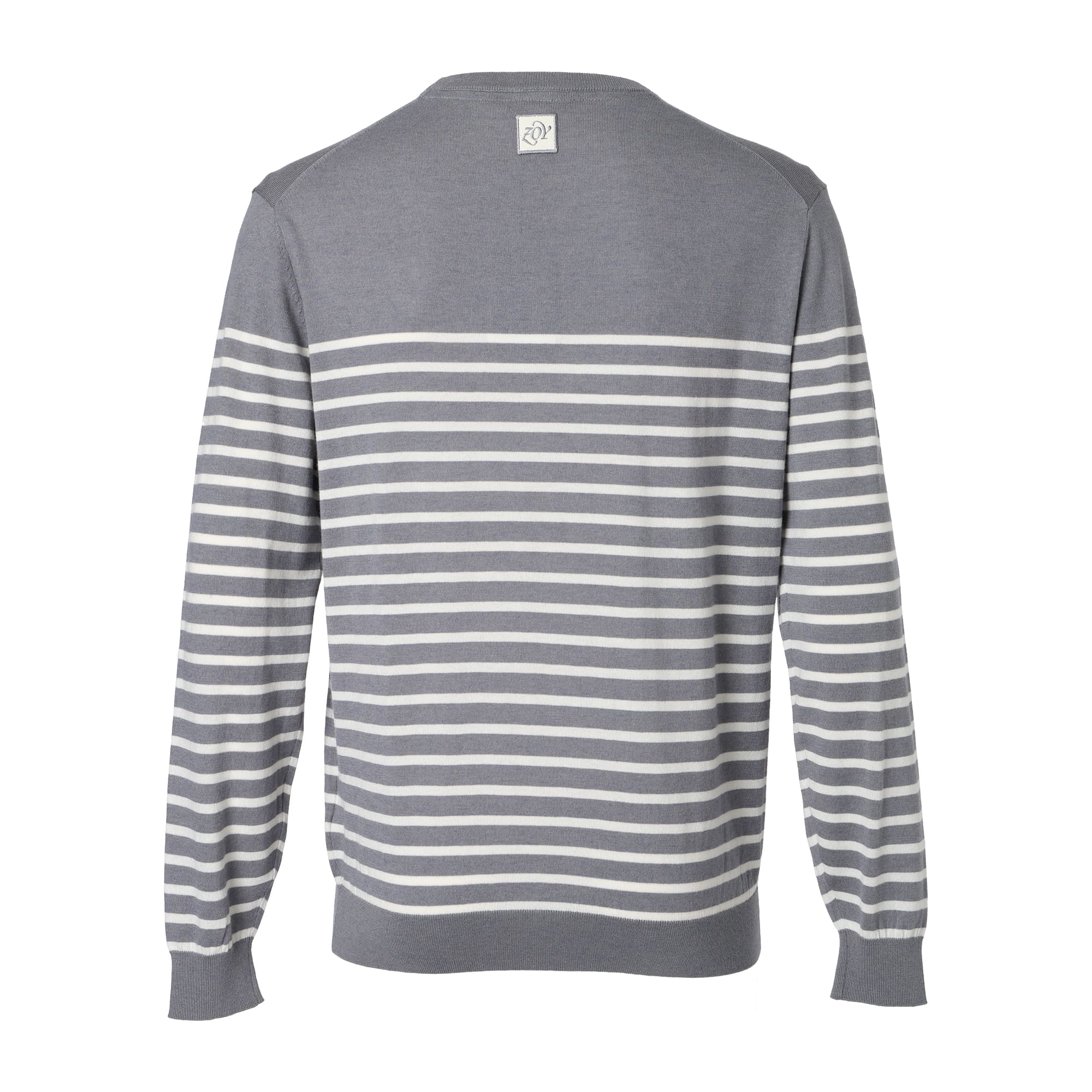 MEN Premium Cotton Striped Long Sleeve Sweater Gray