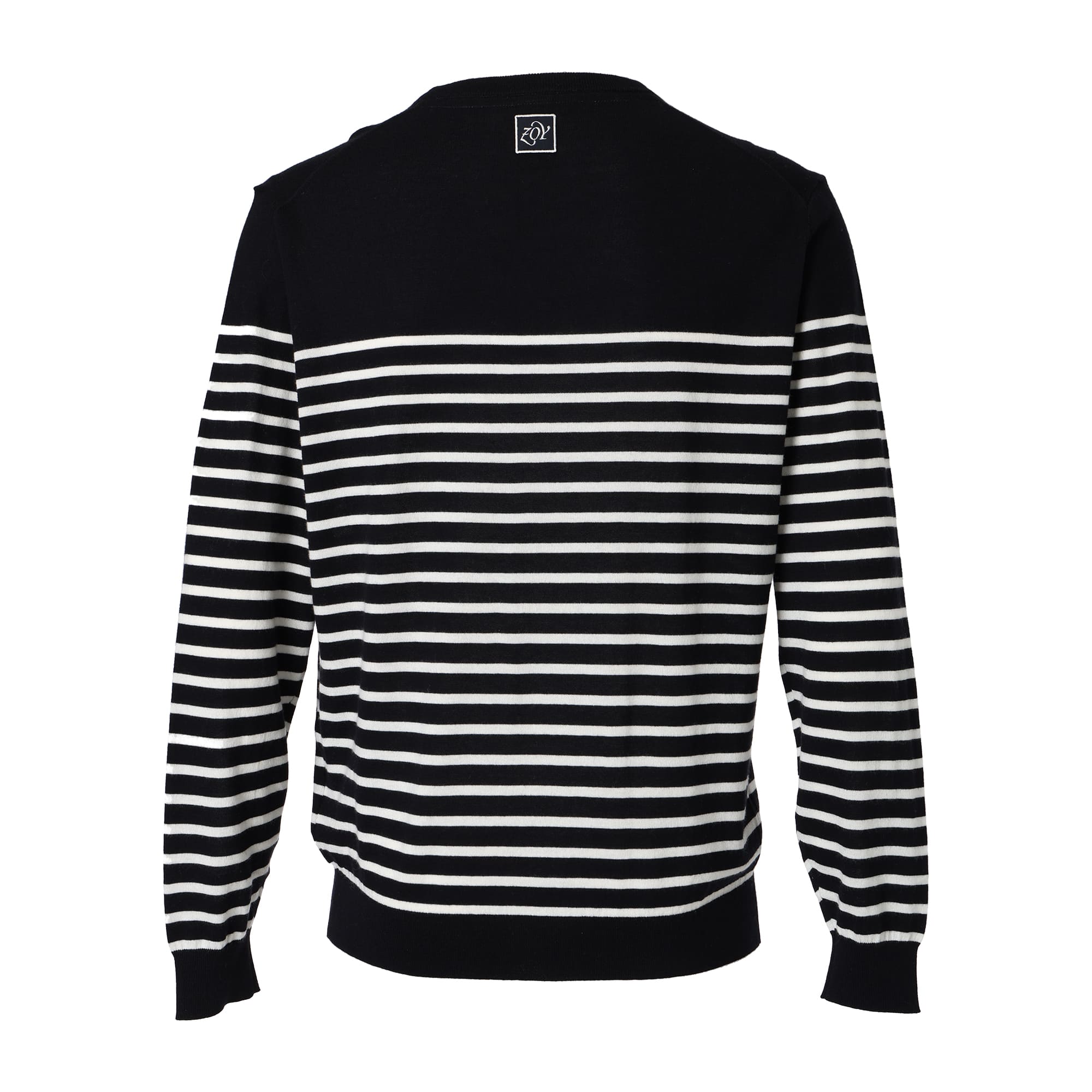 Men's Premium Cotton Striped Long Sleeve Sweater in Navy