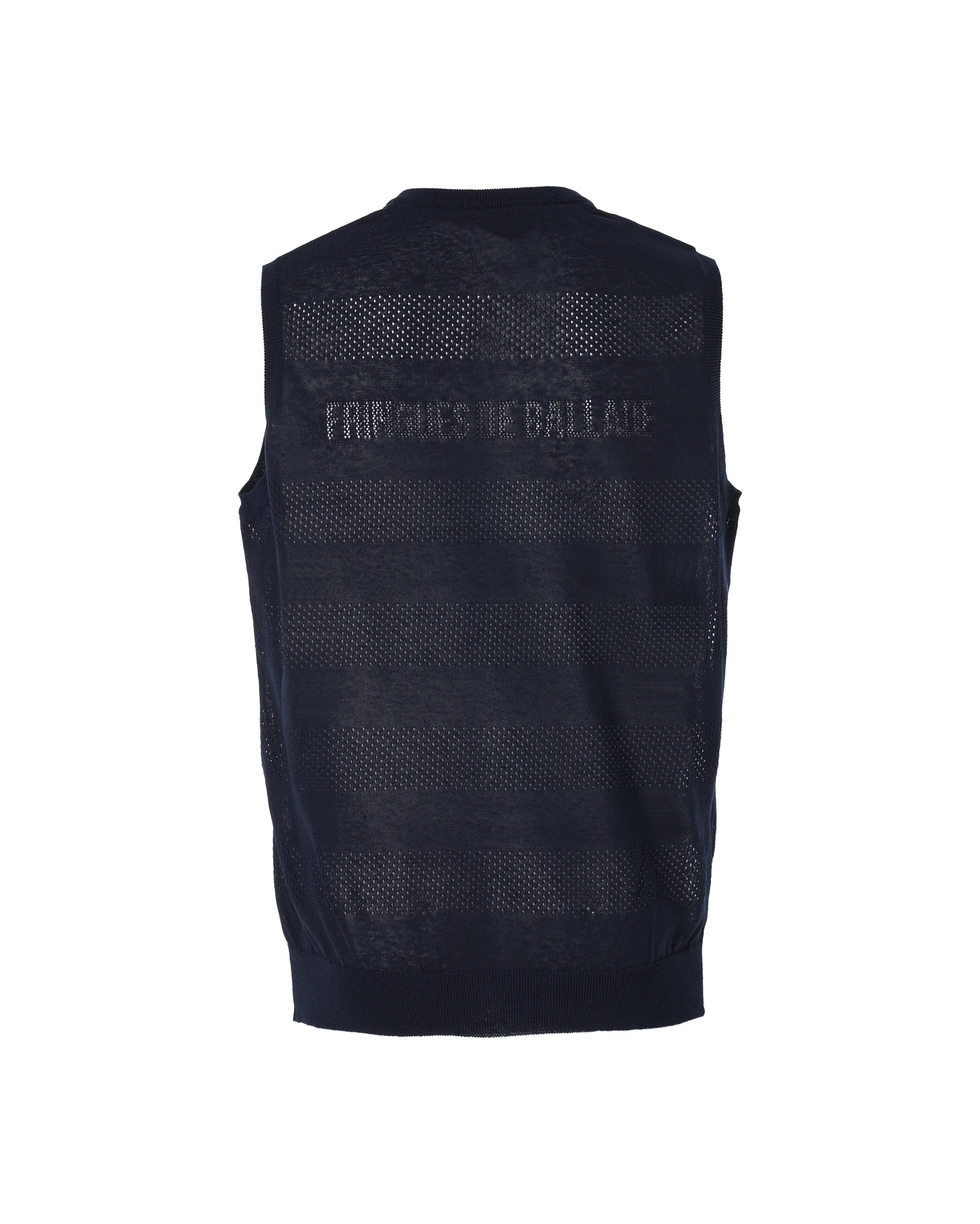 MEN メッシュボーダー ニットベスト ネイビー