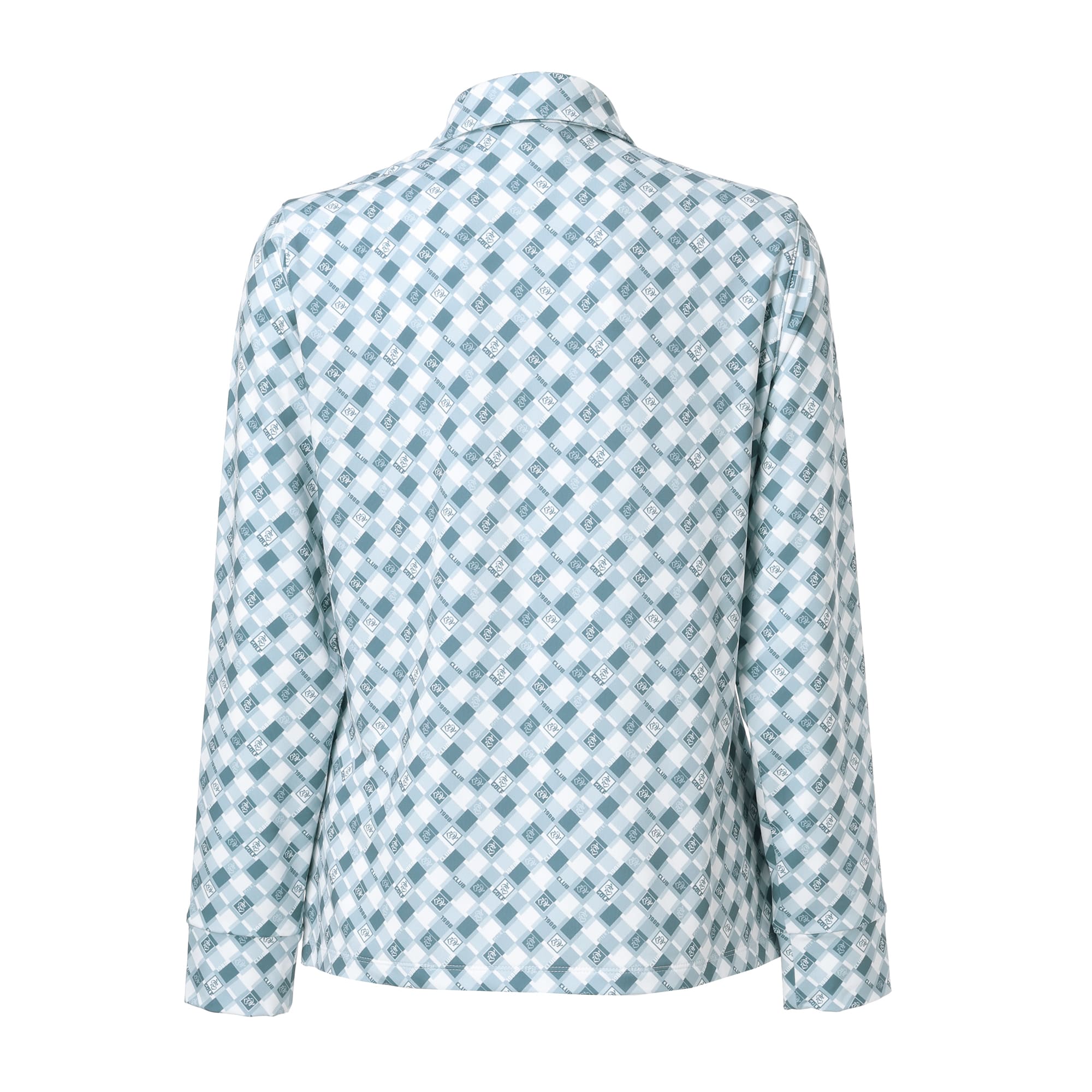 Women's Monogram Print Long Sleeve Shirt, Fog Gray, 071644023