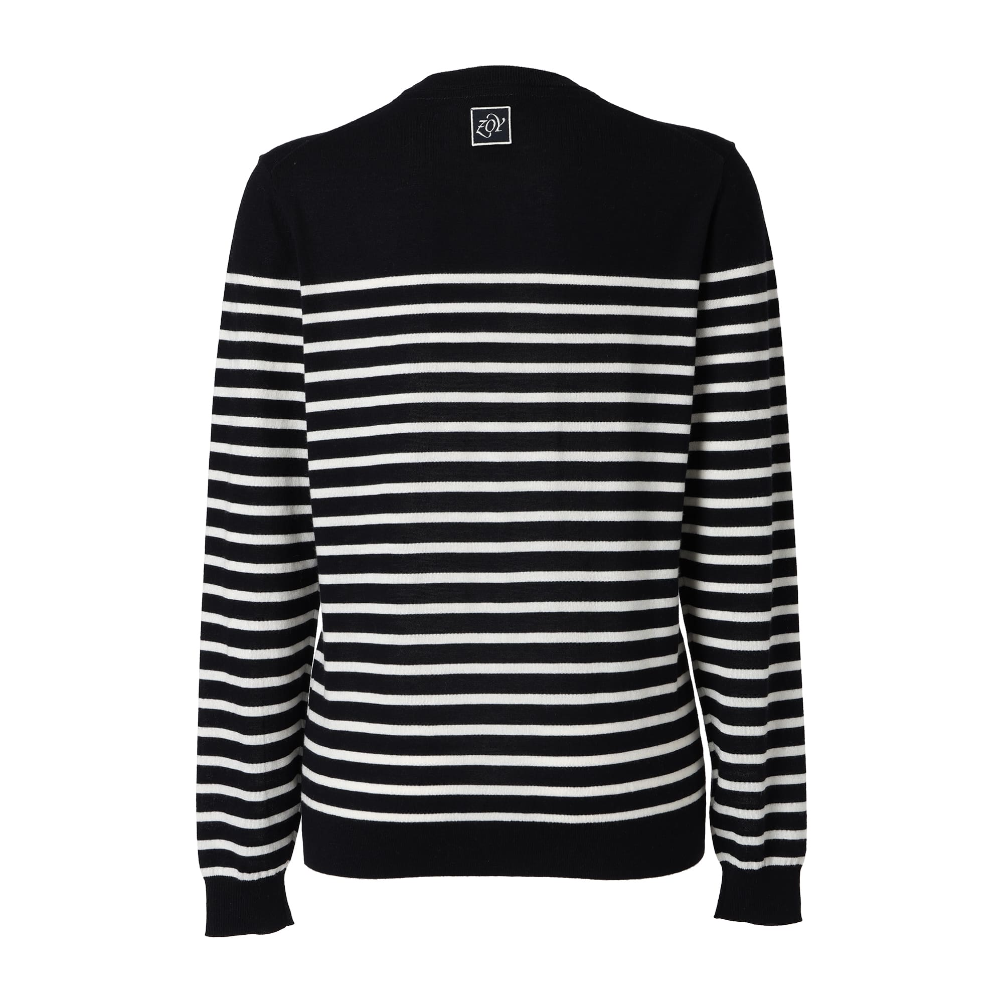 Women's Premium Cotton Striped Long Sleeve Sweater in Navy