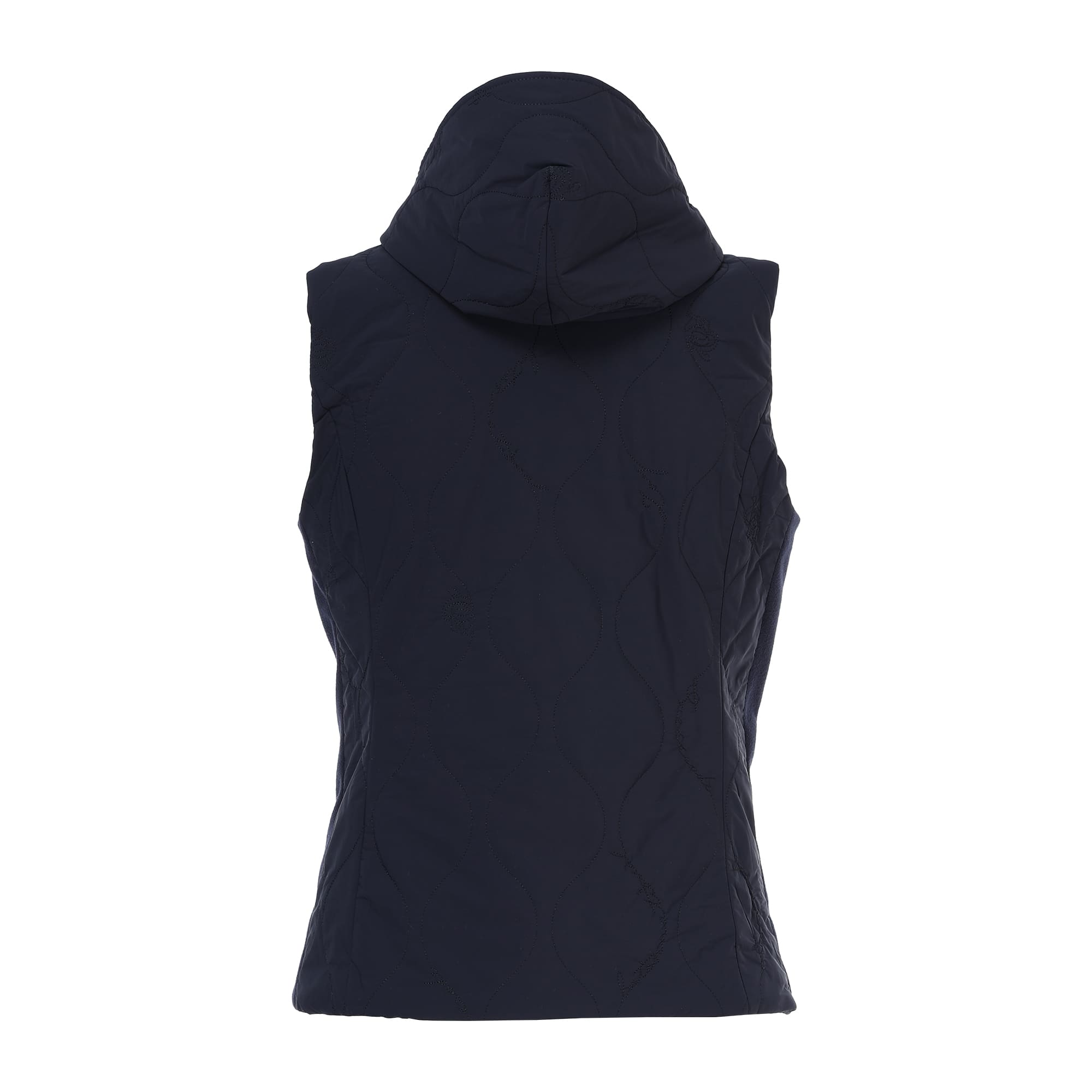 Women's Stretch Taffeta Quilted Padded Hooded Vest, Navy