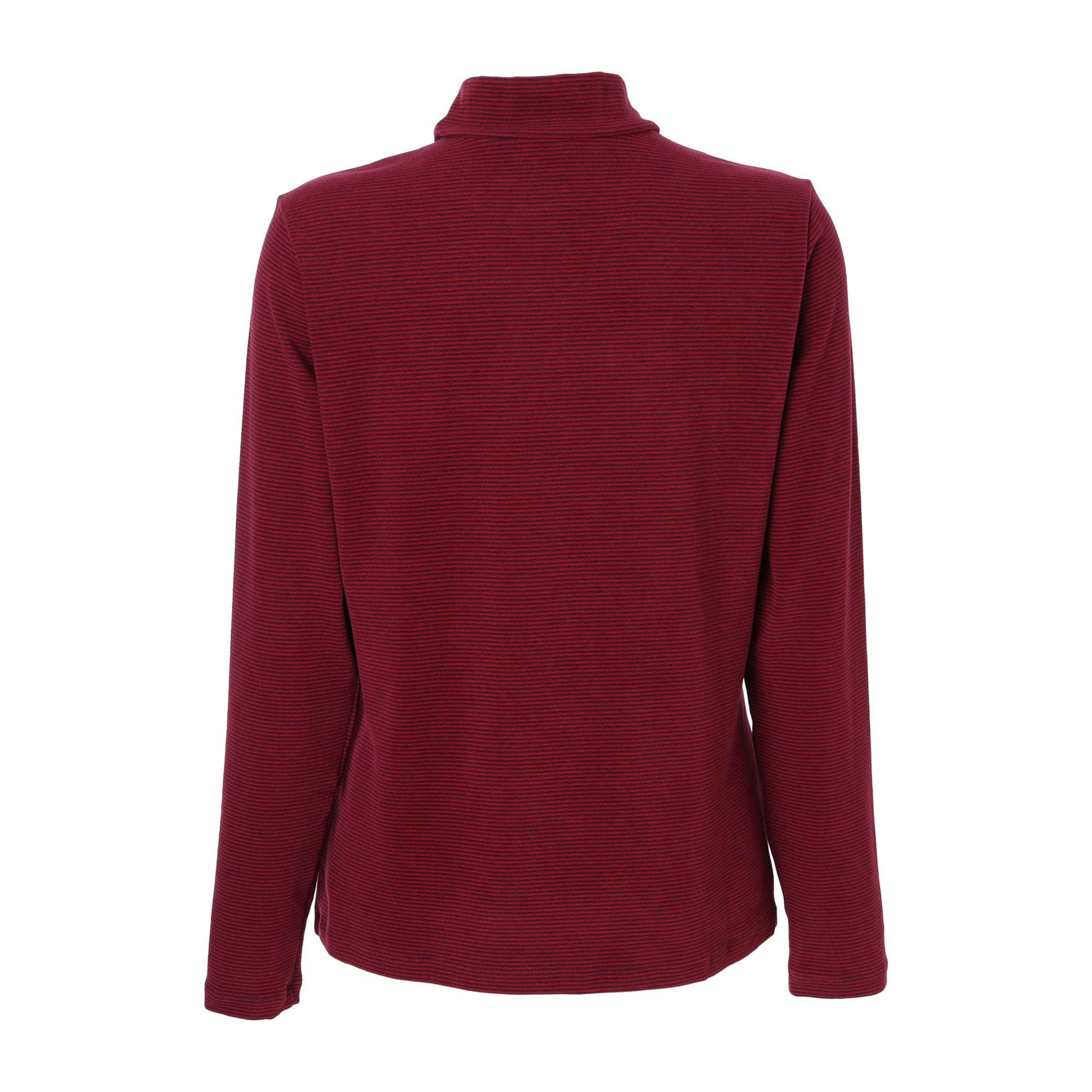 WOMEN ベア天マルチボーダー 長袖シャツ レッド×パープル