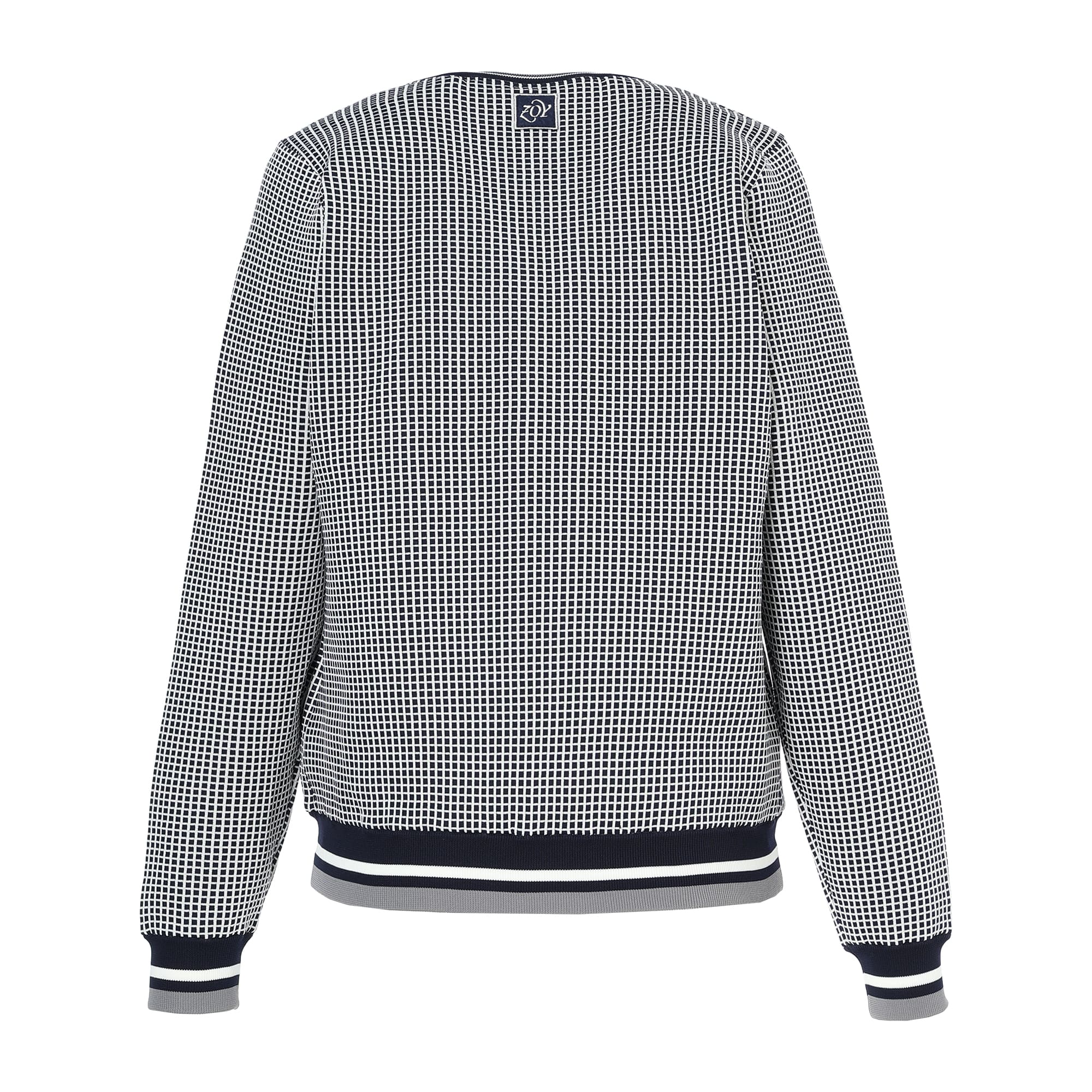 WOMEN グラフチェックWJQ 長袖セーター ネイビー