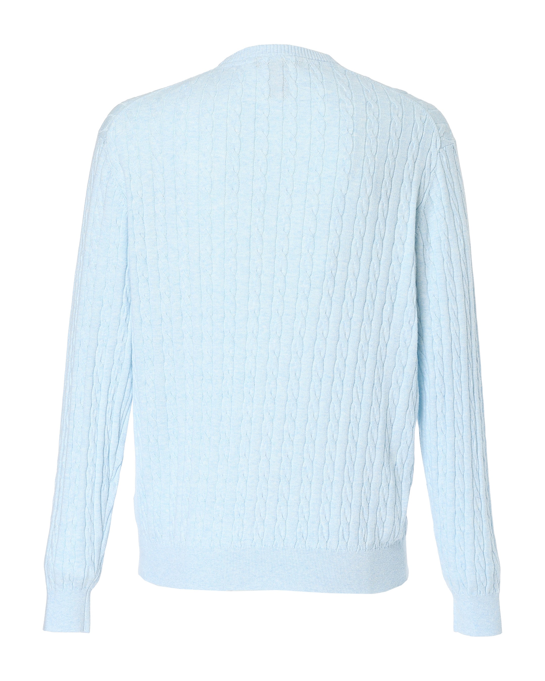 MEN ケーブルニット 長袖セーター ウォーターブルー