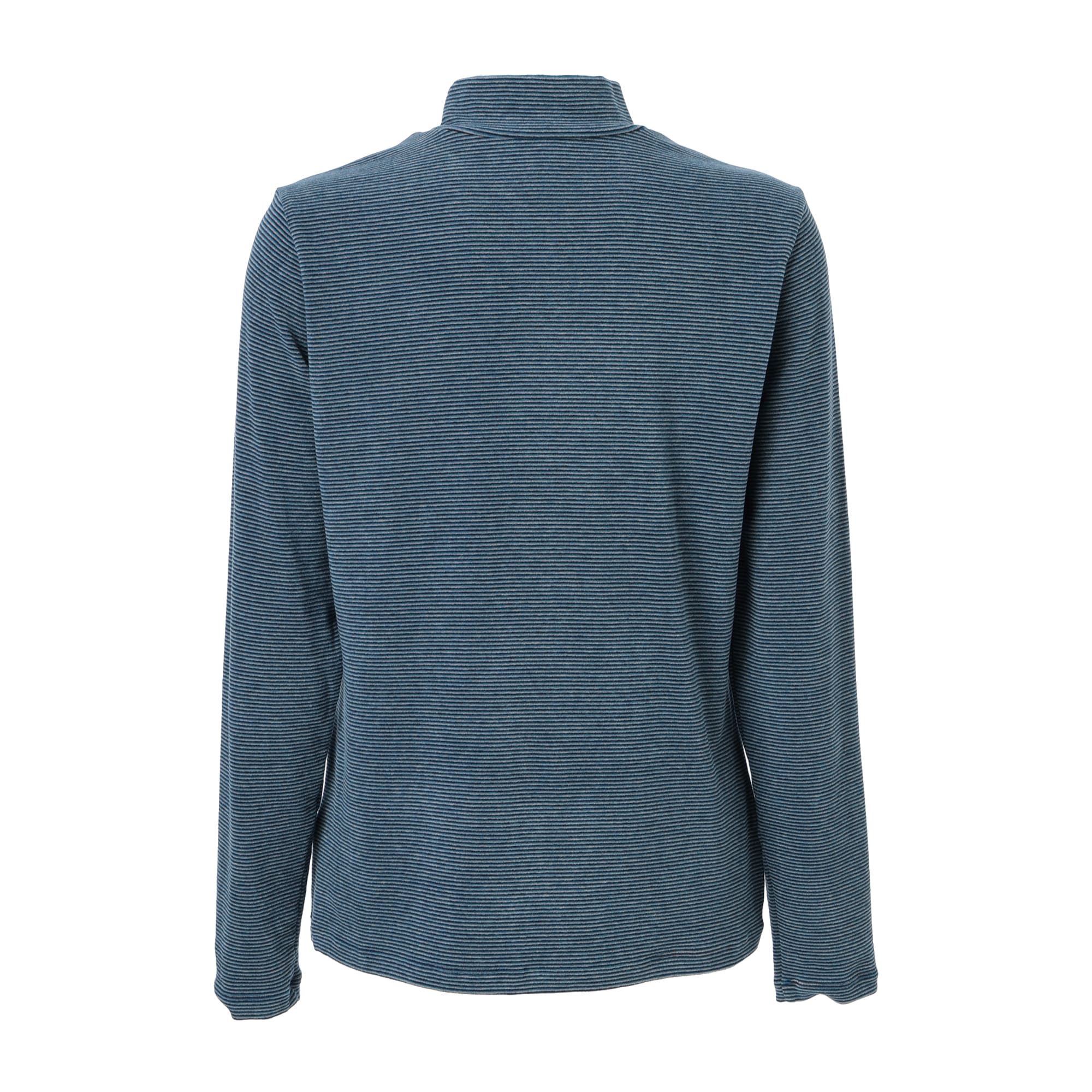 WOMEN ベア天マルチボーダー 長袖シャツ ブルー×グレー