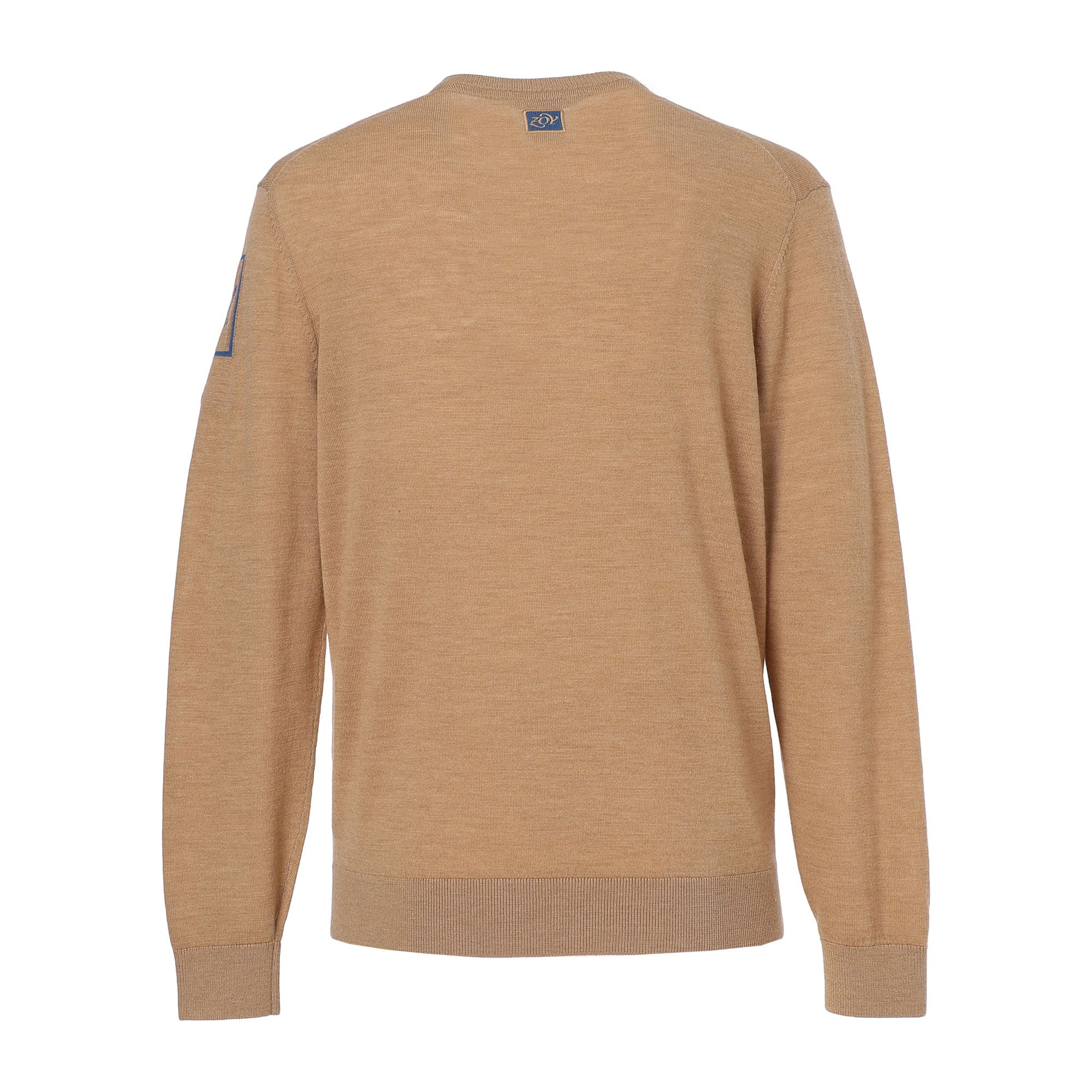 Men's Extra Fine Merino Jersey V-Neck Long Sleeve Sweater Cafe au Lait