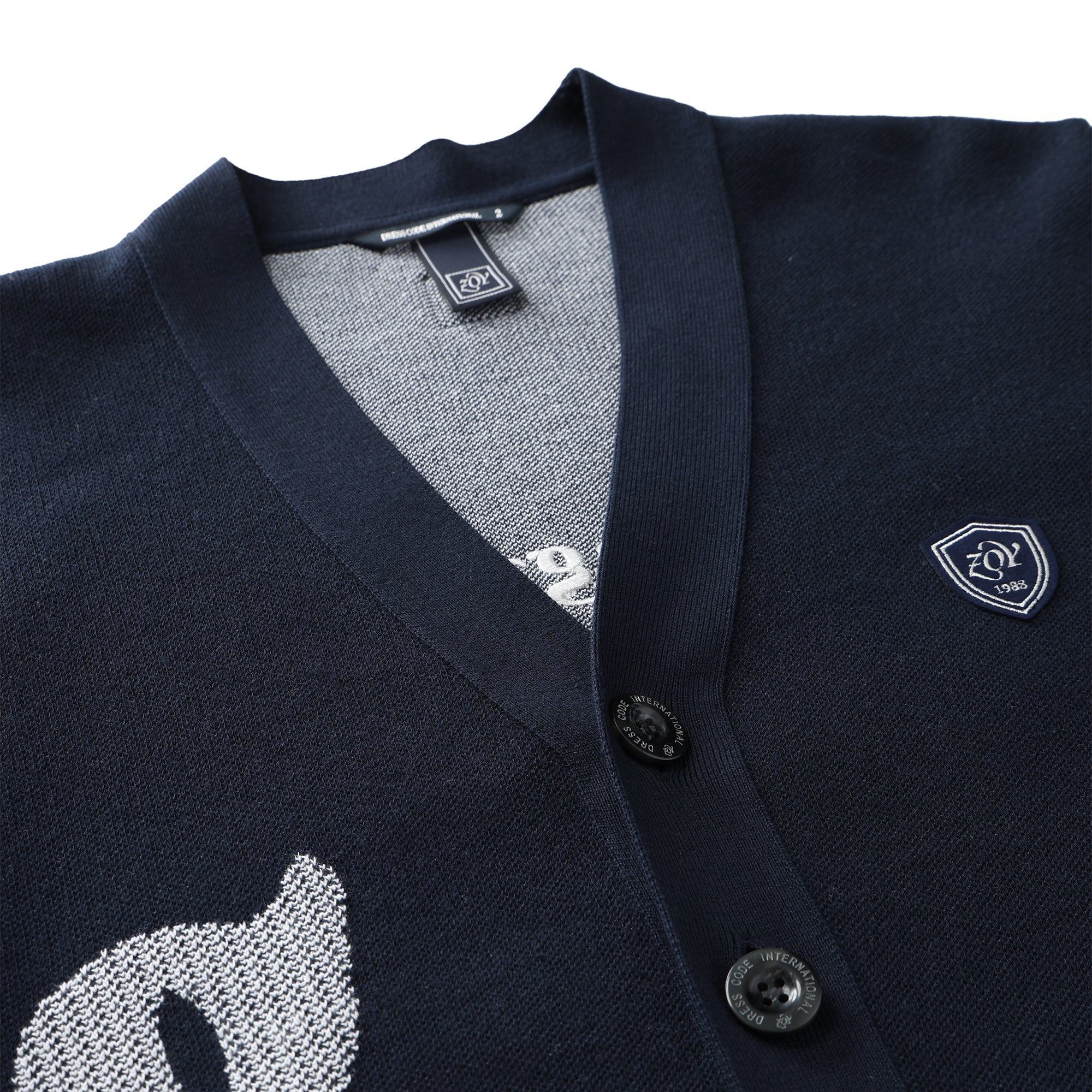 MEN レターWJQ カーディガン ネイビー