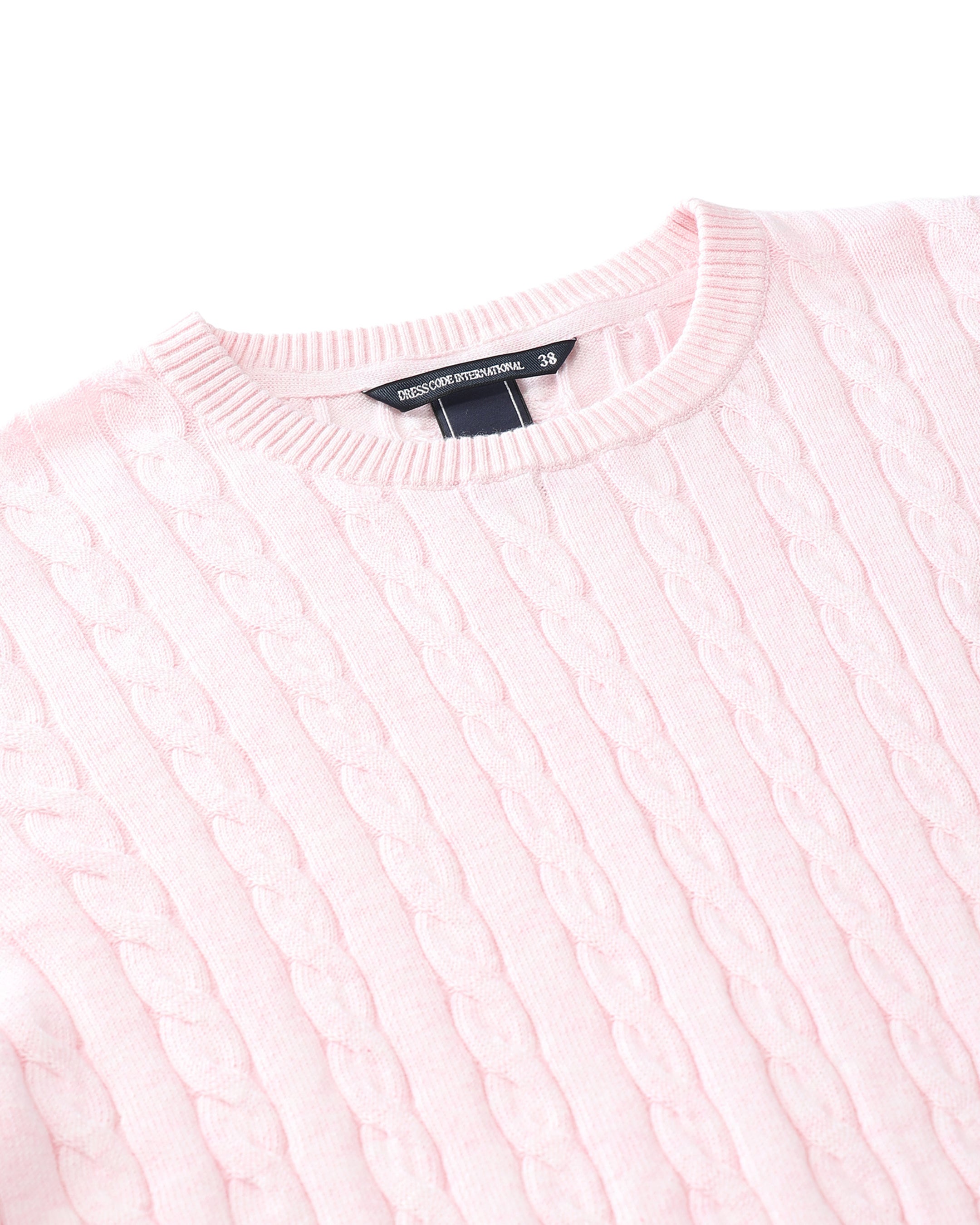 WOMEN ケーブルニット 長袖セーター ウォーターブルー