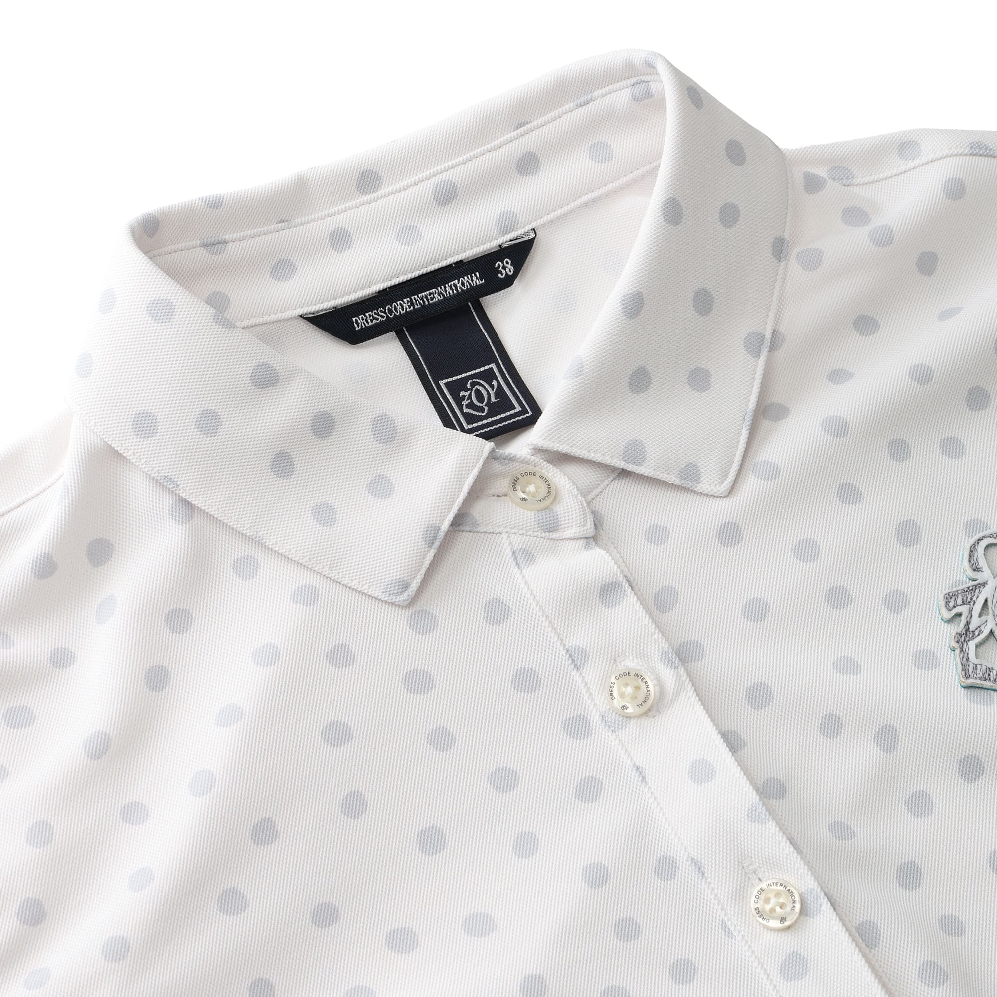 WOMEN ドットプリント 長袖シャツ ライトグレー